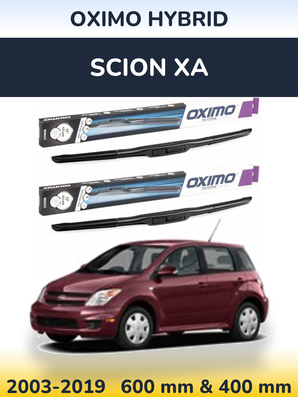 Front wiper blade set Oximo Hybrid 600 & 400 мм for Scion xA 2003-2019