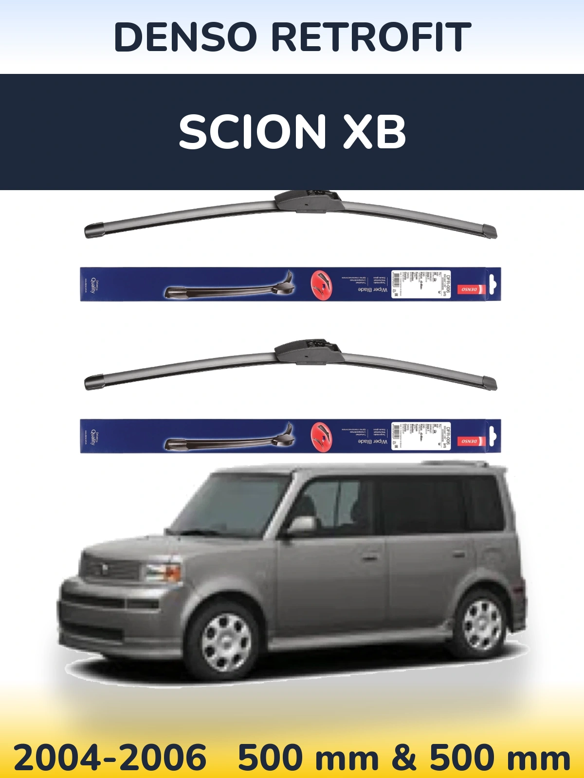 Komplet przednich wycieraczek Denso Retrofit 500 & 500 mm do Scion xB 2004-2006