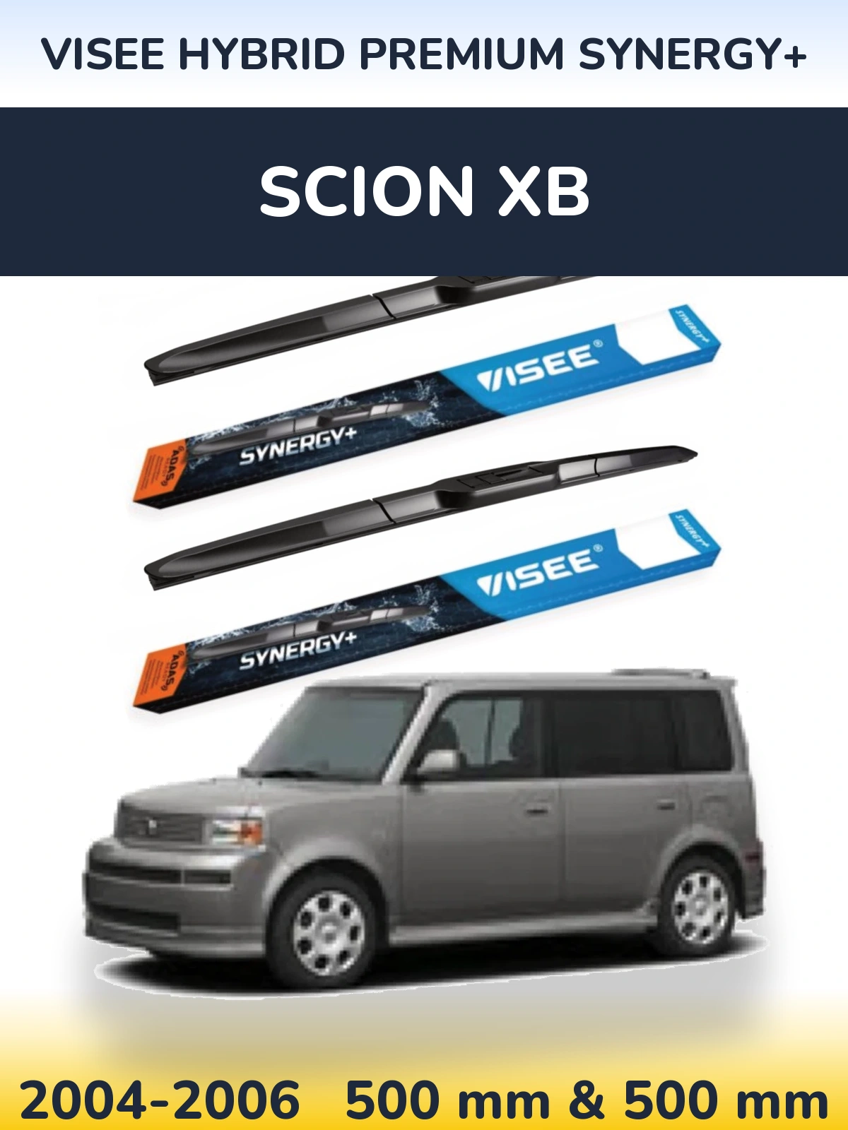 Front wiper blade set VISEE HYBRID PREMIUM SYNERGY+ 500 & 500 мм for Scion xB 2004-2006