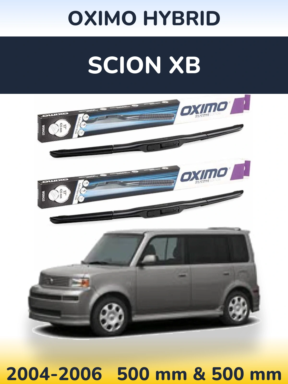 Front wiper blade set Oximo Hybrid 500 & 500 мм for Scion xB 2004-2006