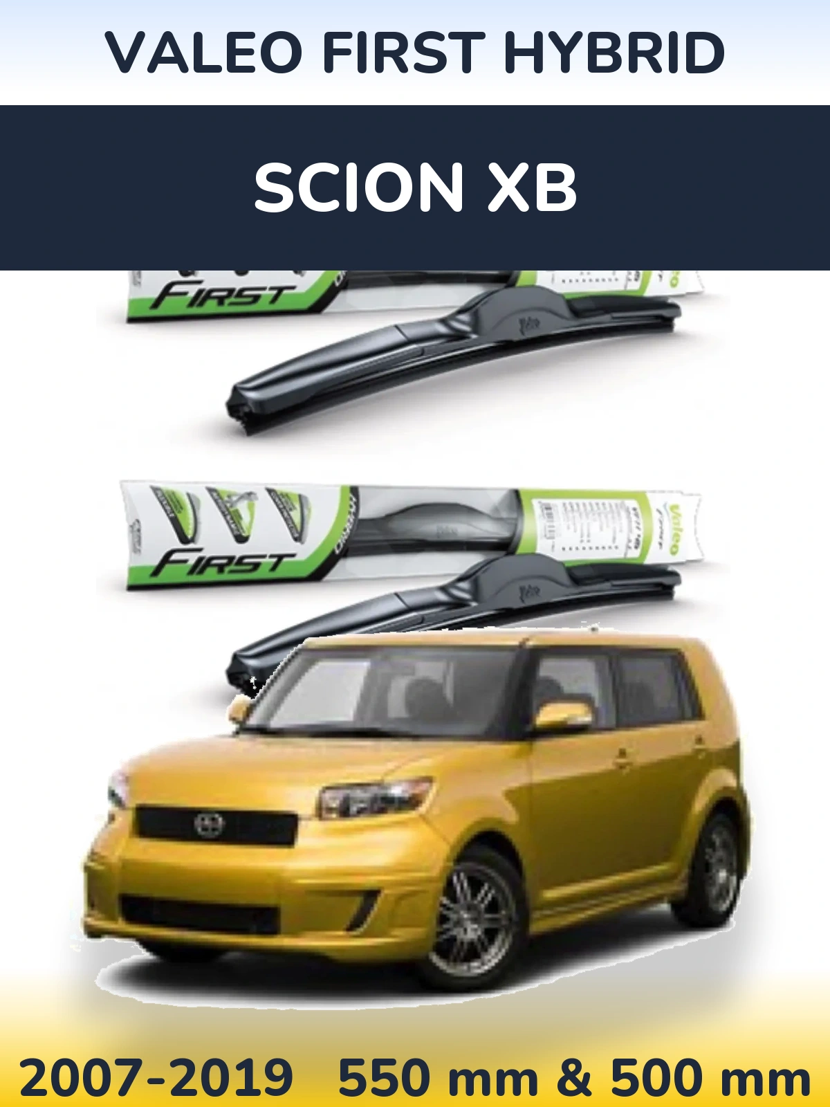 Front wiper blade set Valeo First Hybrid 550 & 500 mm for Scion xB 2007-2019