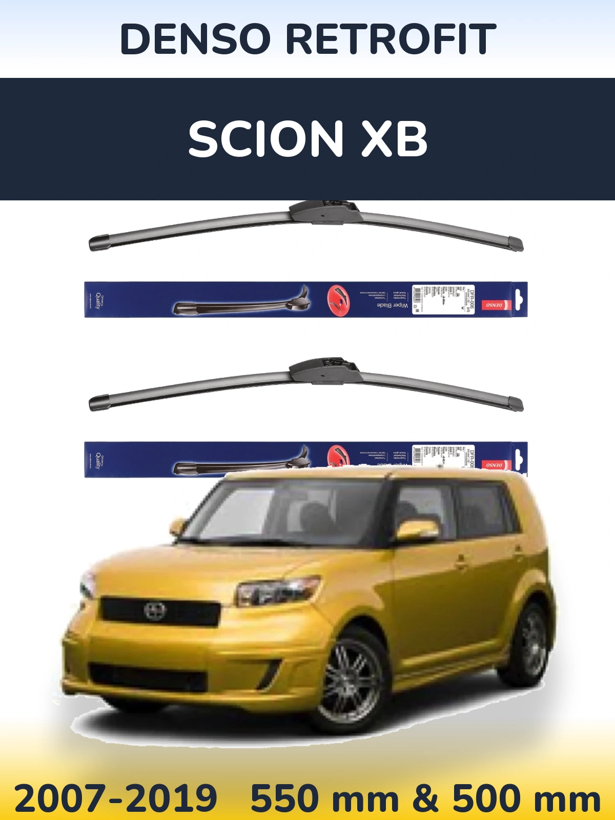 Komplet przednich wycieraczek Denso Retrofit 550 & 500 mm do Scion xB 2007-2019