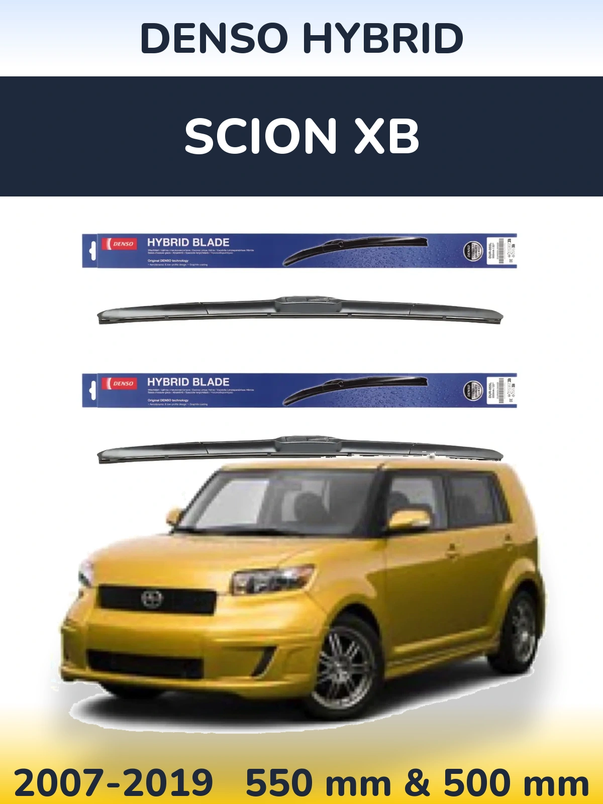 Комплект передних дворников Denso Hybrid 550 & 500 мм для Scion xB 2007-2019