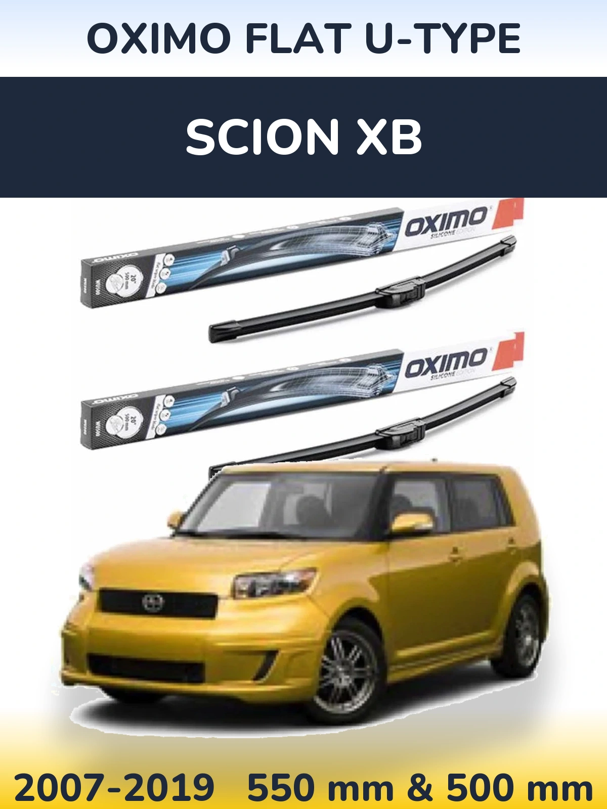 Komplet przednich wycieraczek Oximo Flat U-type 550 & 500 mm do Scion xB 2007-2019