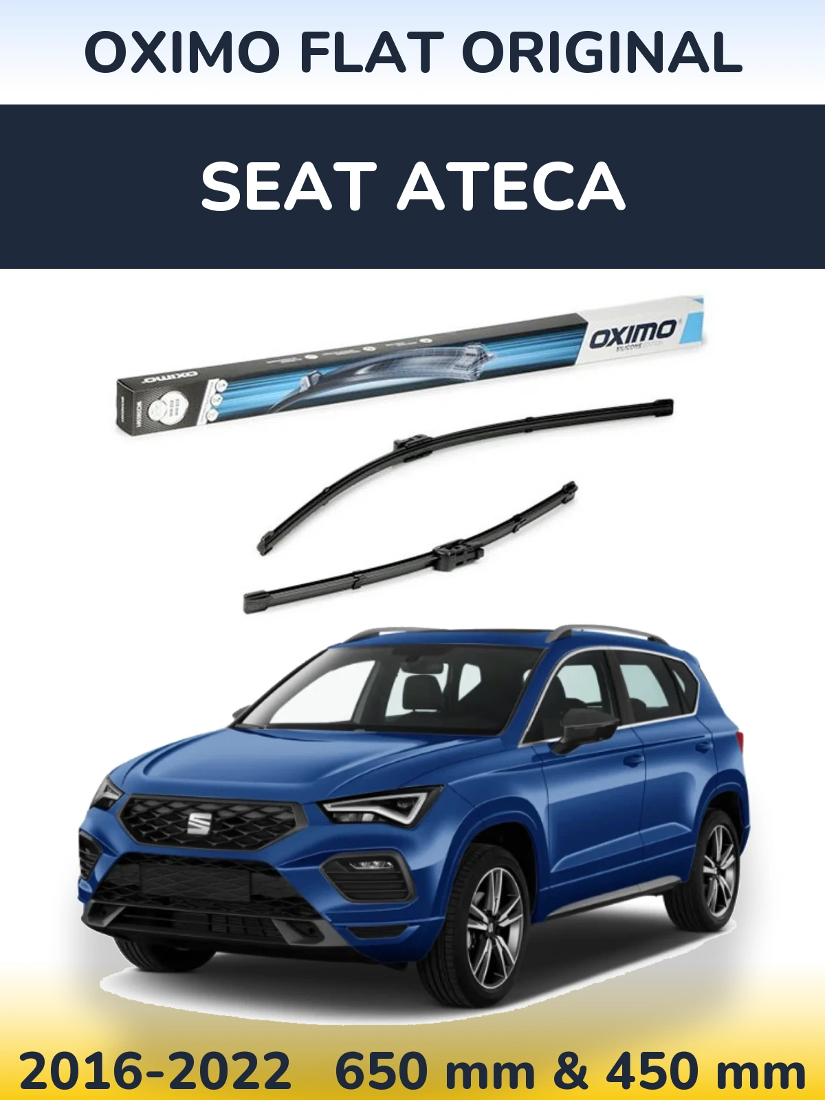 Front wiper blade set Oximo Flat Original 650 & 450 мм for SEAT Ateca 2016-2022