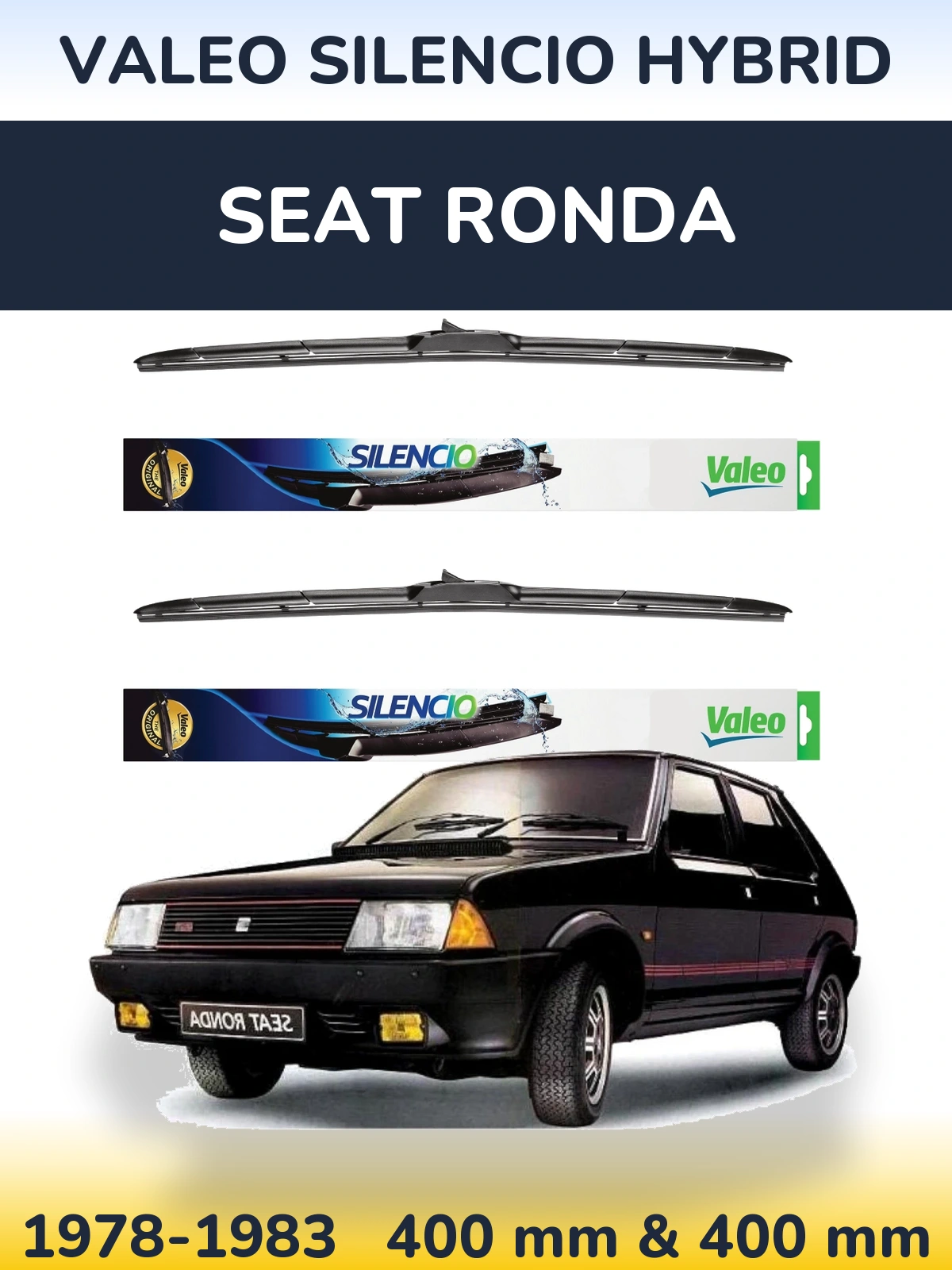 Front wiper blade set Valeo Silencio Hybrid 400 & 400 мм for SEAT Ronda 1978-1983