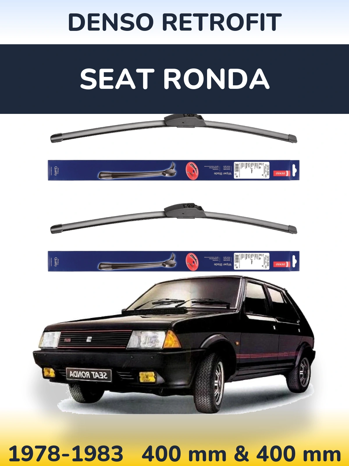 Front wiper blade set Denso Retrofit 400 & 400 мм for SEAT Ronda 1978-1983