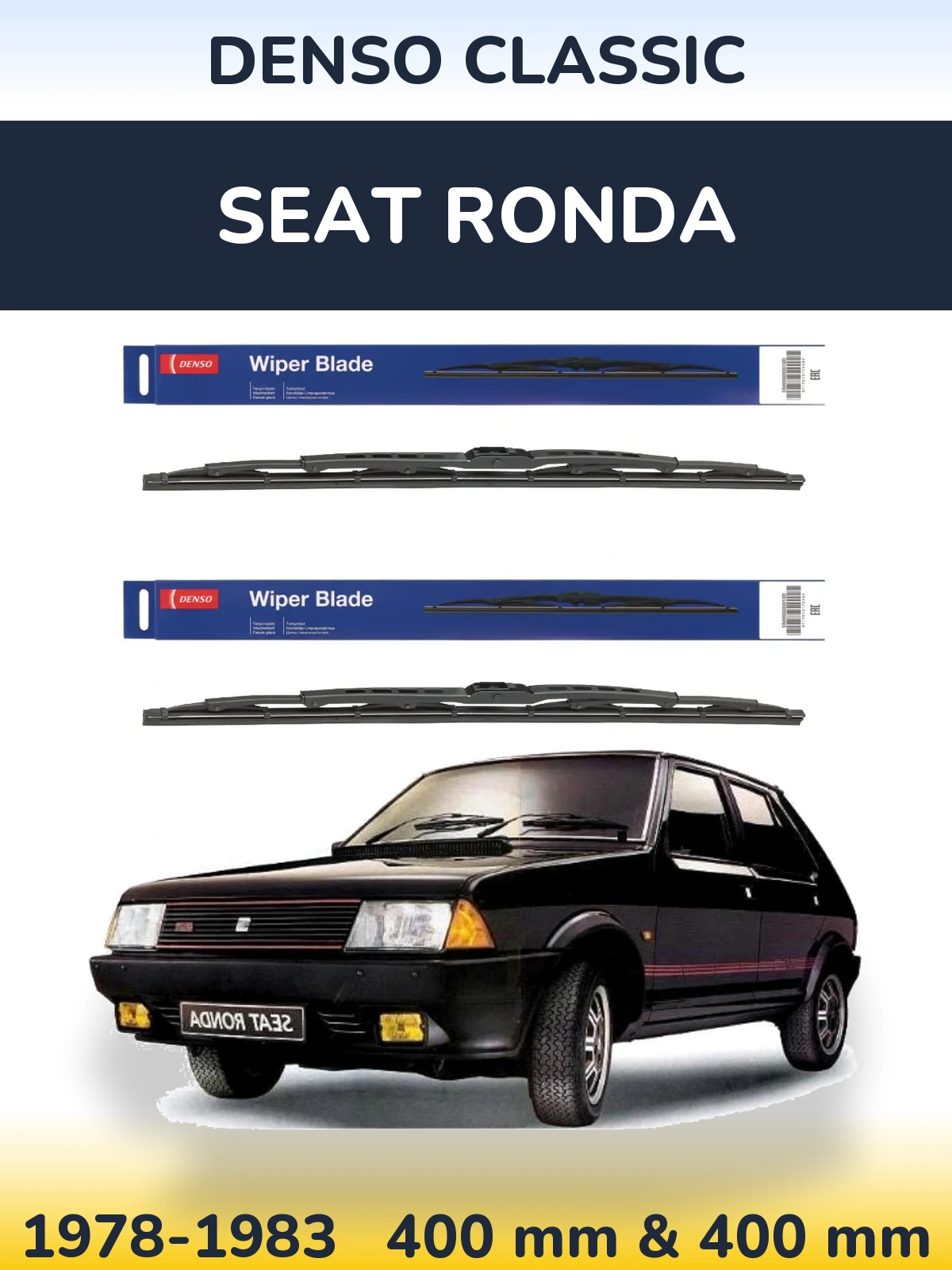 Front wiper blade set Denso Classic 400 & 400 мм for SEAT Ronda 1978-1983