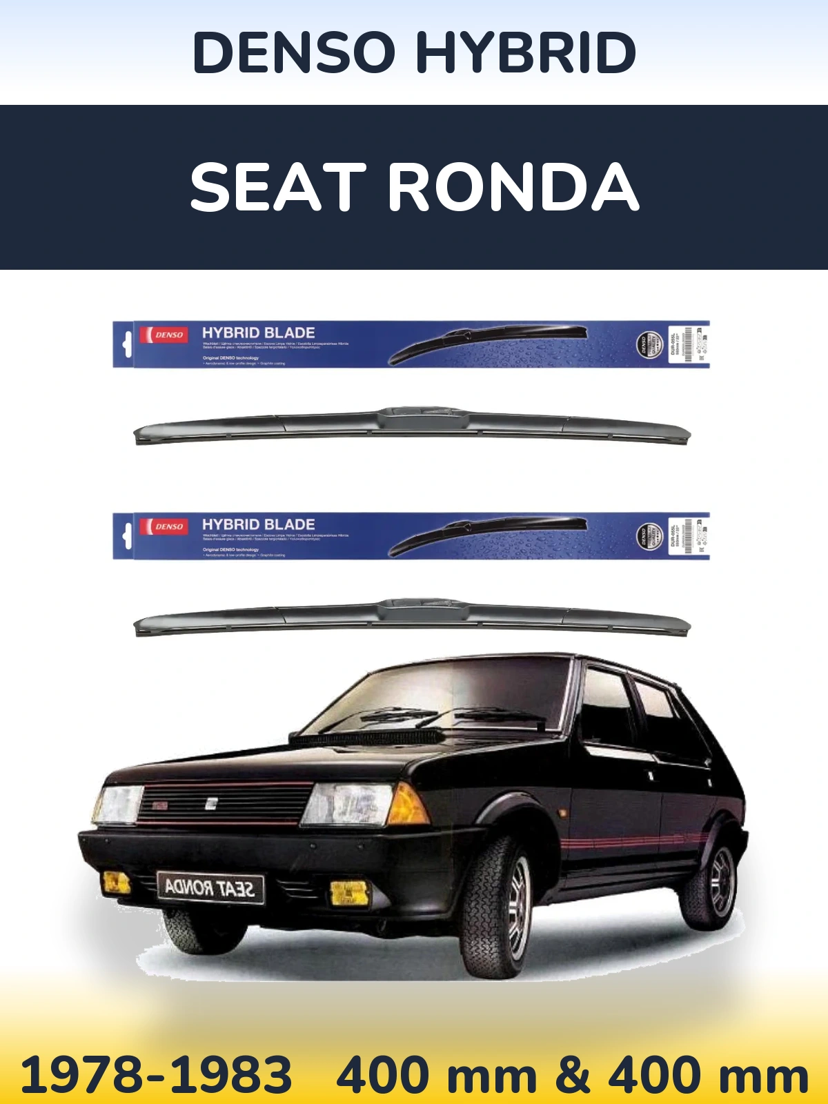 Front wiper blade set Denso Hybrid 400 & 400 мм for SEAT Ronda 1978-1983