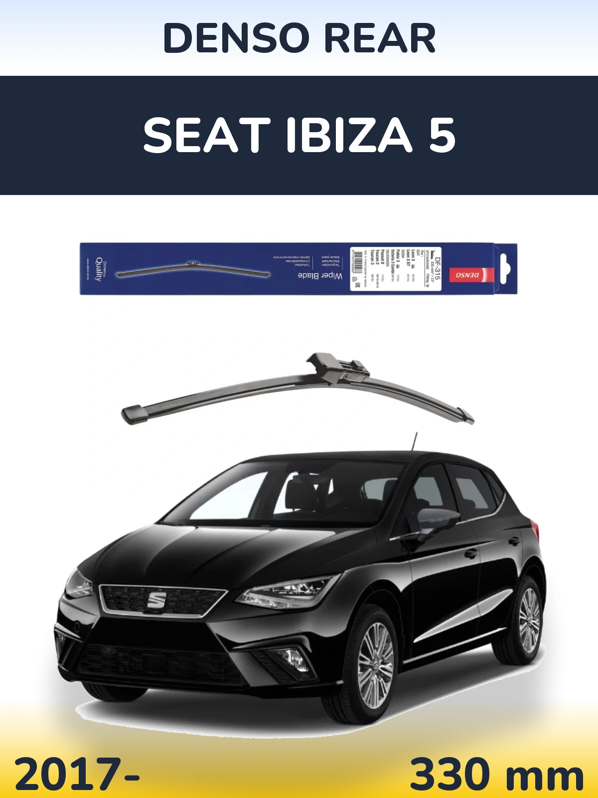 Rear wiper blade Denso Rear 335 mm for SEAT Ibiza 5 2017-2026