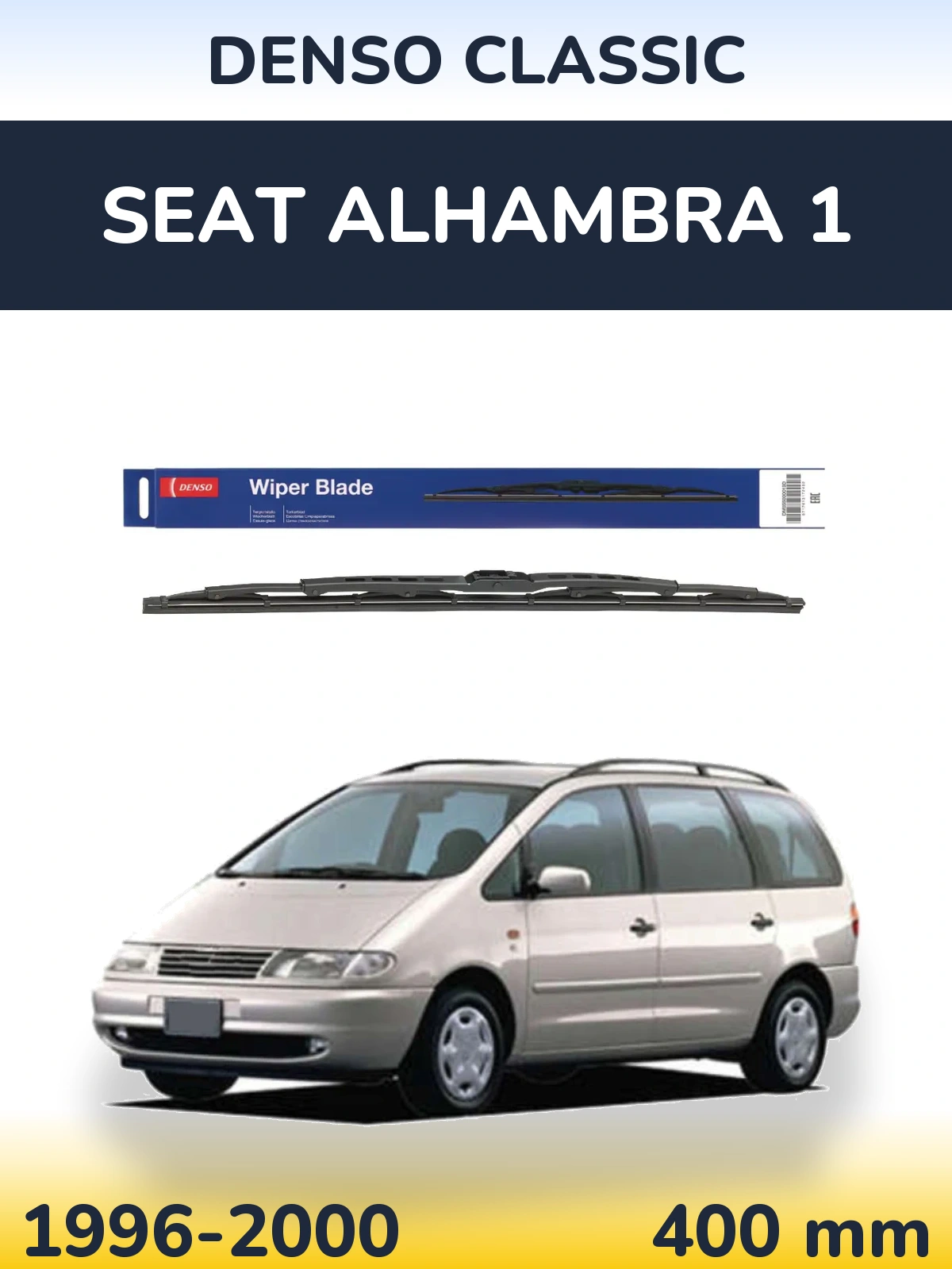 Rear wiper blade Denso Classic 400 mm for SEAT Alhambra 1 1996-2000