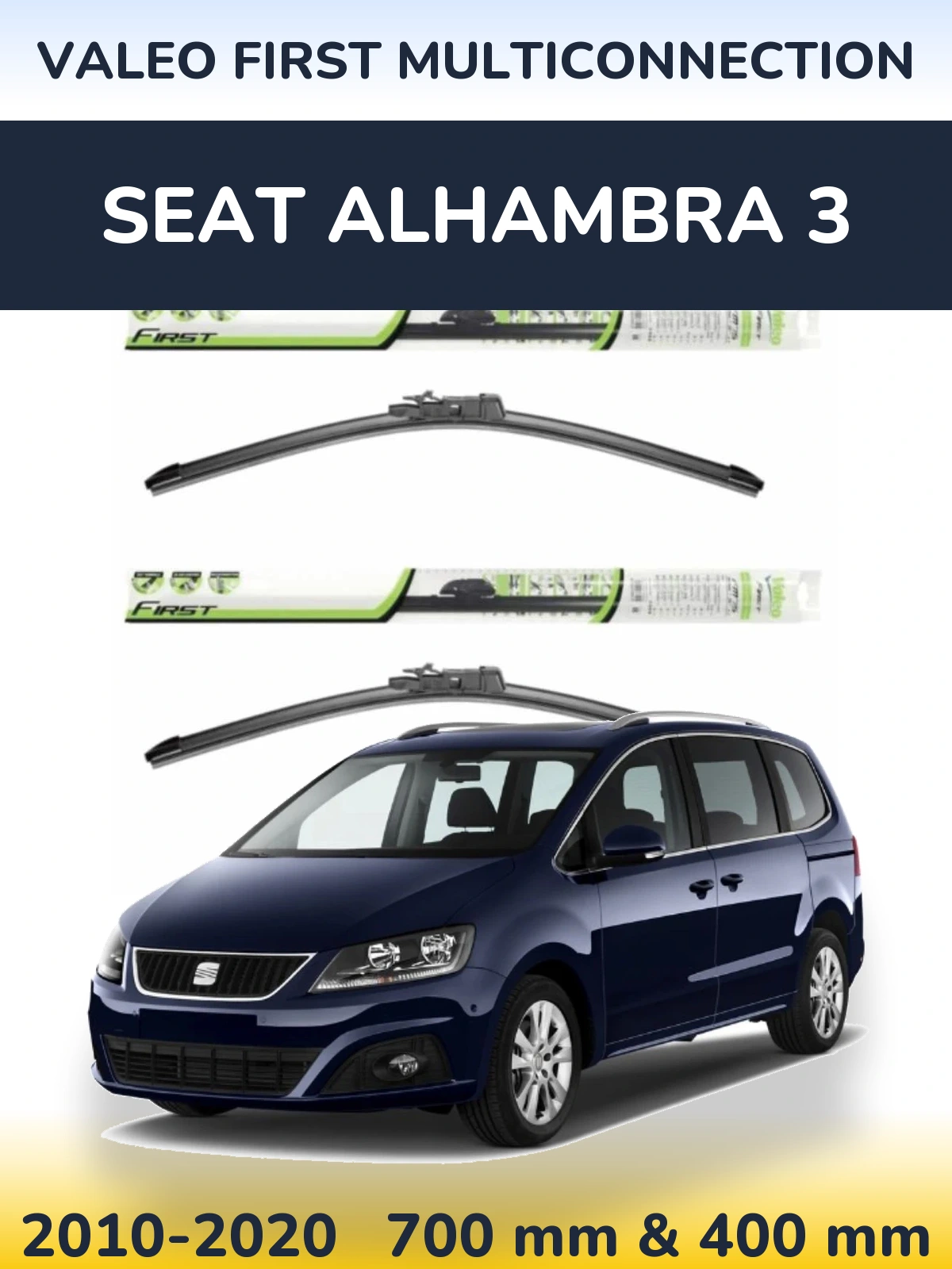 Front wiper blade set Valeo First MultiConnection 700 & 400 мм for SEAT Alhambra 3 2010-2020