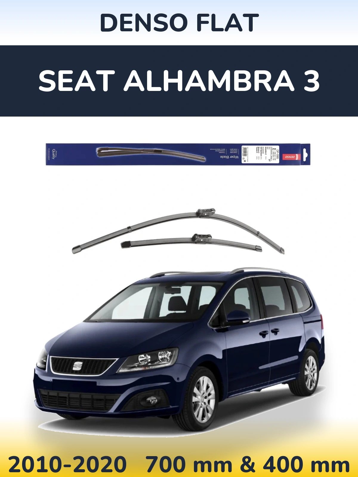 Front wiper blade set Denso Flat 700 & 400 мм for SEAT Alhambra 3 2010-2020