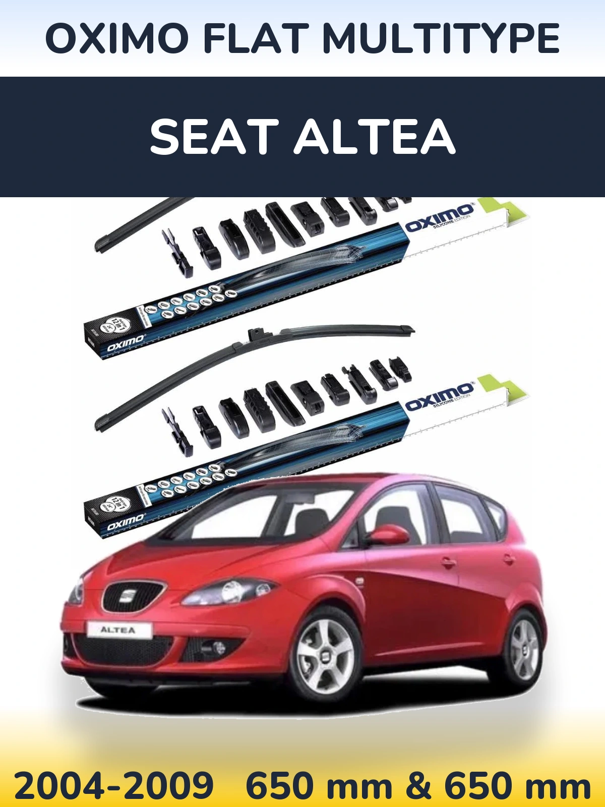 Front wiper blade set Oximo Flat MultiTypee 650 & 650 мм for SEAT Altea 2004-2009