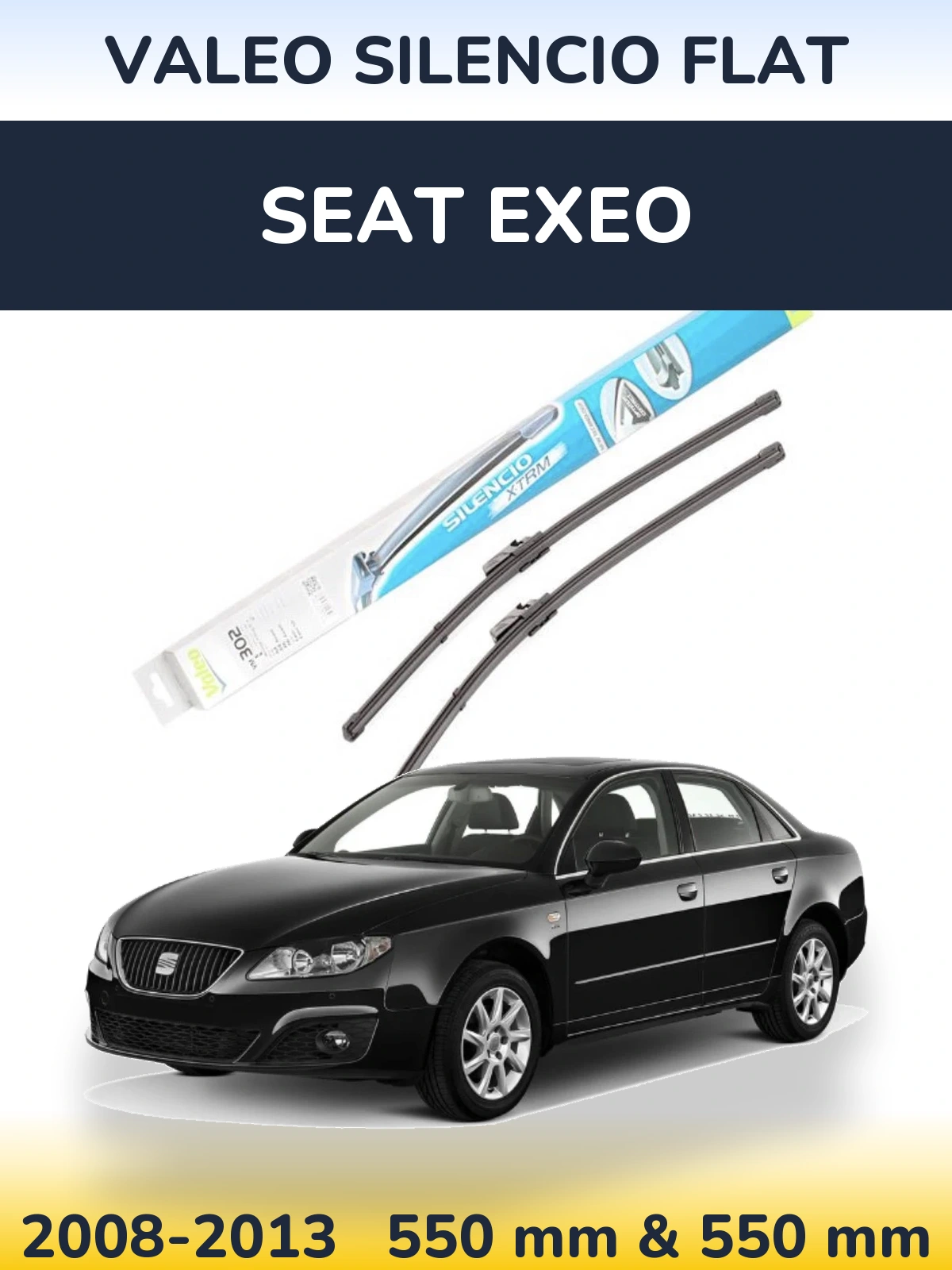 Komplet przednich wycieraczek Valeo Silencio Flat 550 & 550 mm do SEAT Exeo 2008-2013