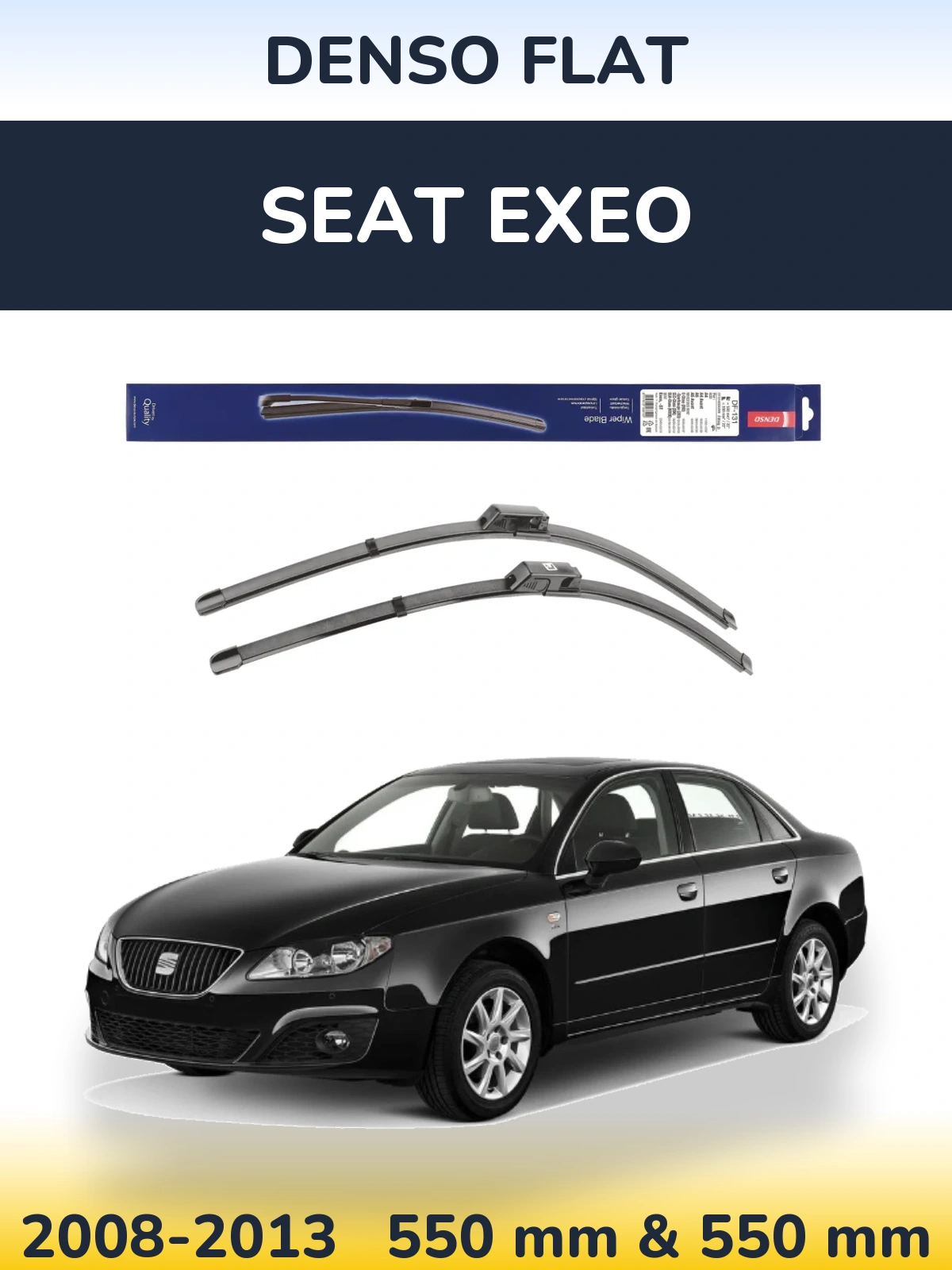 Front wiper blade set Denso Flat 550 & 550 мм for SEAT Exeo 2008-2013