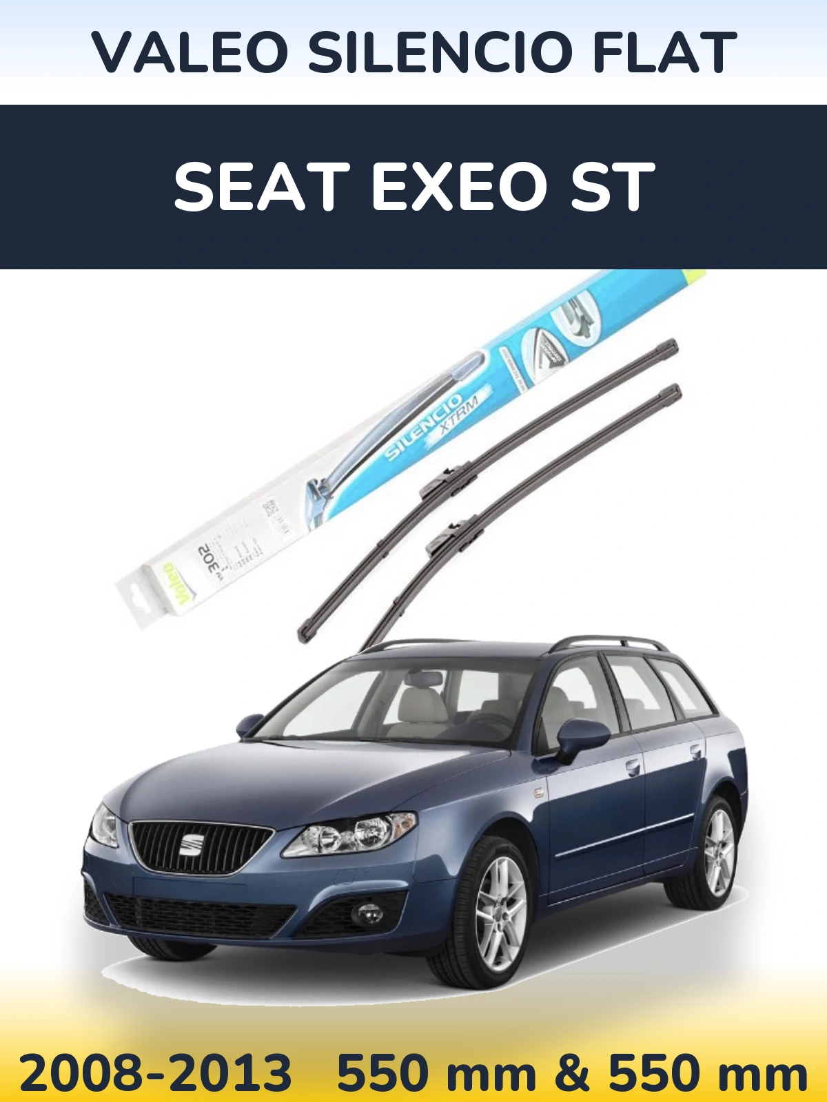 Komplet przednich wycieraczek Valeo Silencio Flat 550 & 550 mm do SEAT Exeo ST 2008-2013