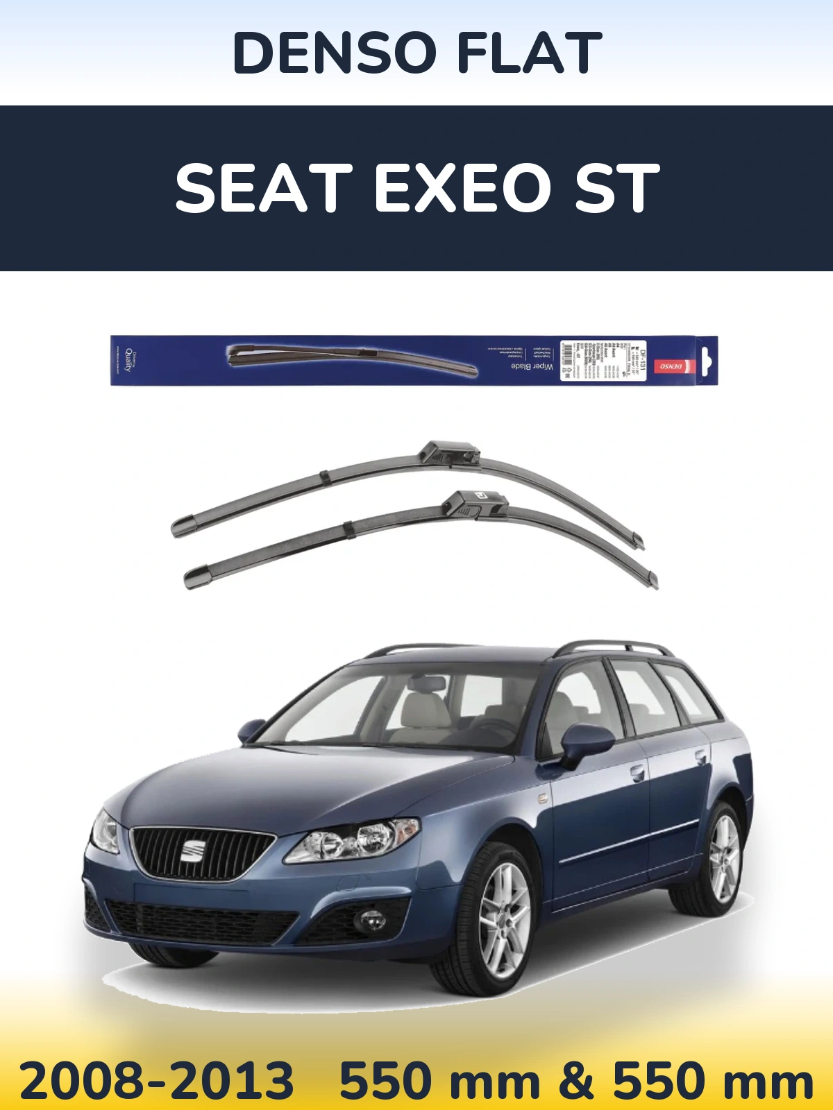 Front wiper blade set Denso Flat 550 & 550 мм for SEAT Exeo ST 2008-2013