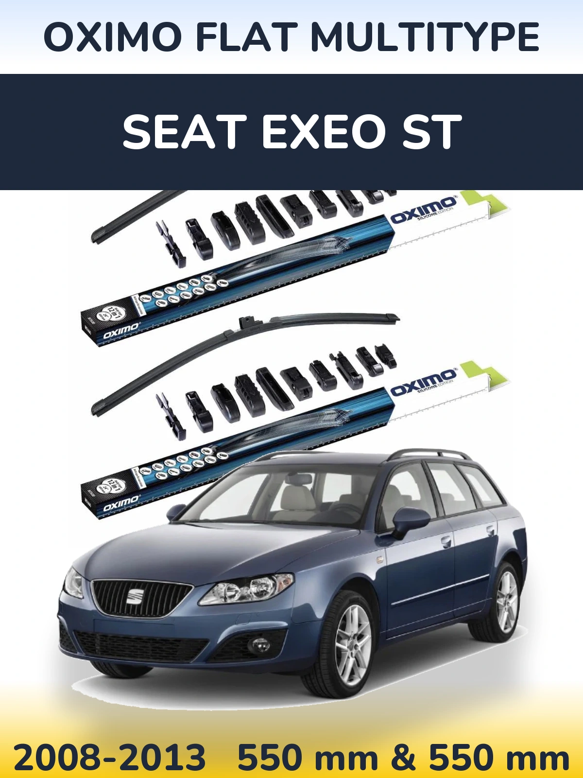 Komplet przednich wycieraczek Oximo Flat MultiType 550 & 550 mm do SEAT Exeo ST 2008-2013