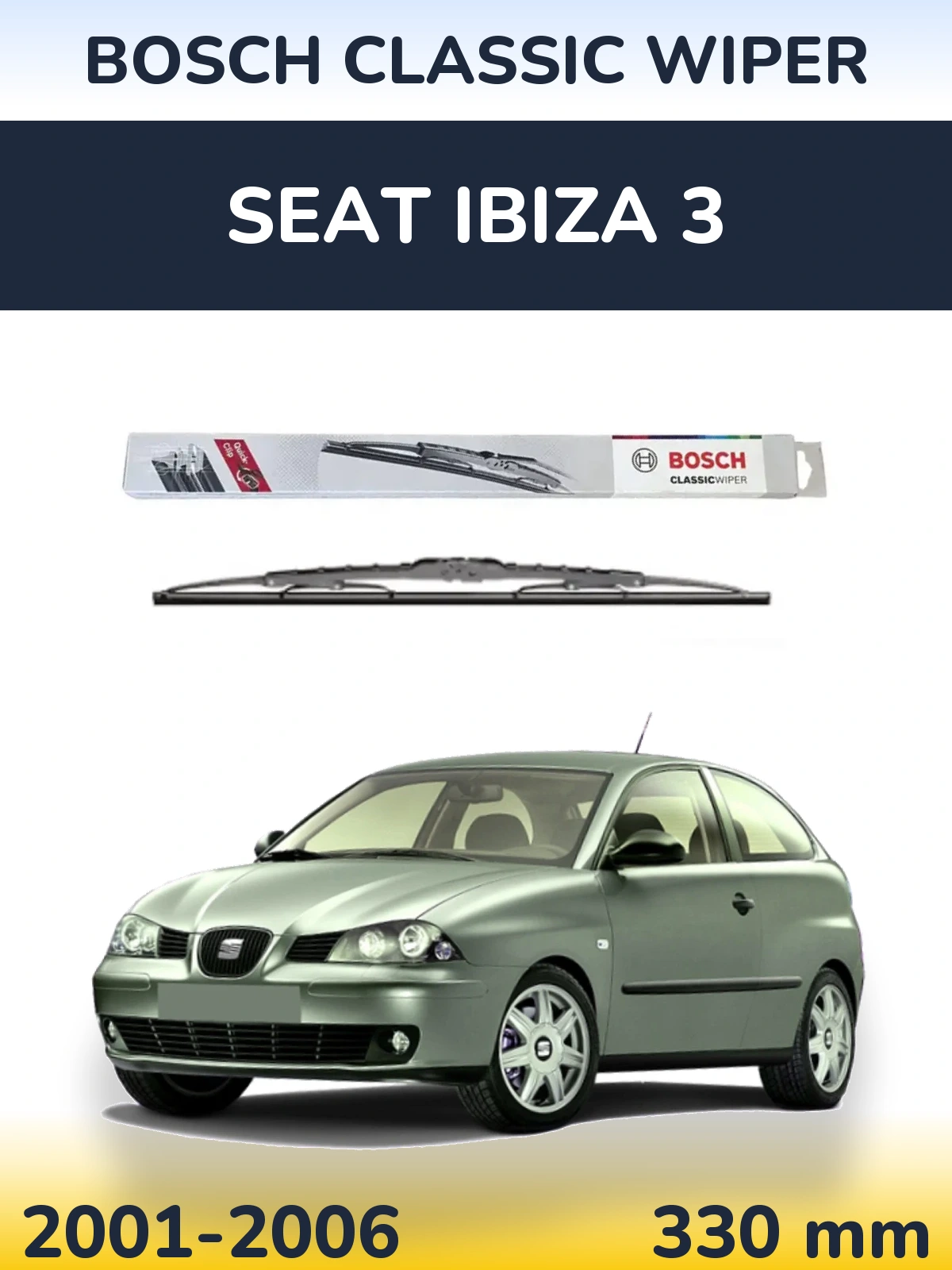 Rear wiper blade BOSCH Classic Wiper 340 мм for SEAT Ibiza 3 2001-2006