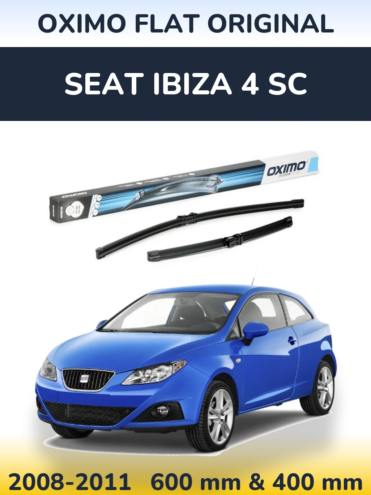 Front wiper blade set Oximo Flat Original 600 & 400 мм for SEAT Ibiza 4 SC 2008-2011