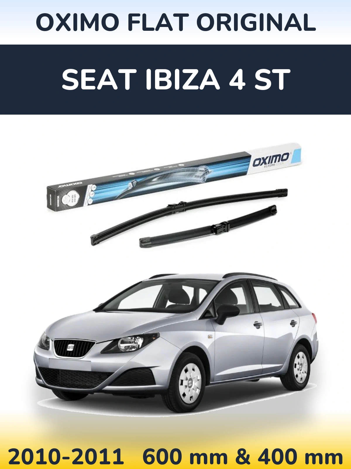 Front wiper blade set Oximo Flat Original 600 & 400 мм for SEAT Ibiza 4 ST 2010-2011
