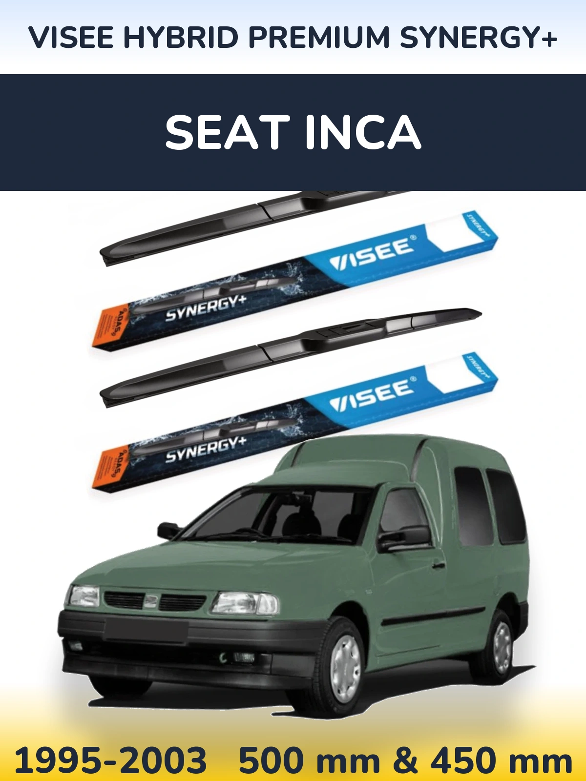 Комплект передних дворников VISEE HYBRID PREMIUM SYNERGY+ 500 & 450 мм для SEAT Inca 1995-2003