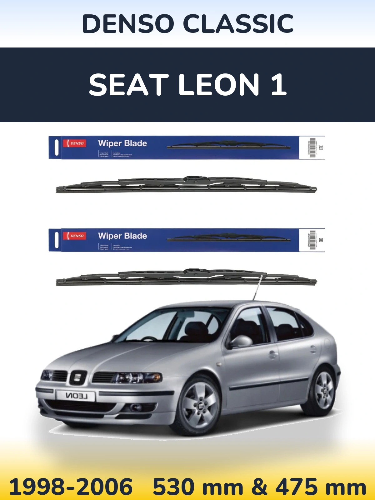 Komplet przednich wycieraczek Denso Classic 530 & 475 mm do SEAT Leon 1 1998-2006