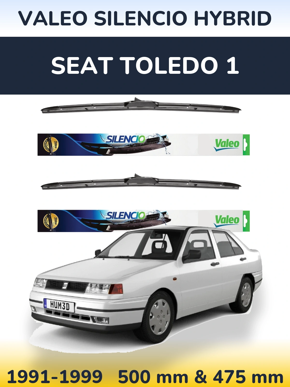 Комплект передніх щіток Valeo Silencio Hybrid 500 & 475 мм для SEAT Toledo 1 1991-1999