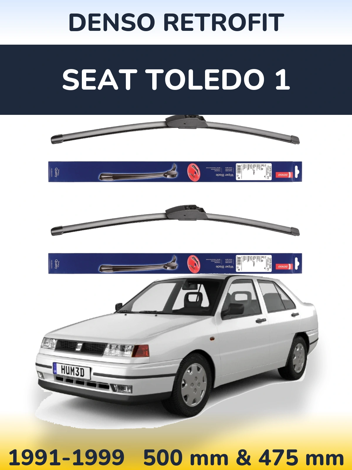 Комплект передних дворников Denso Retrofit 500 & 475 мм для SEAT Toledo 1 1991-1999
