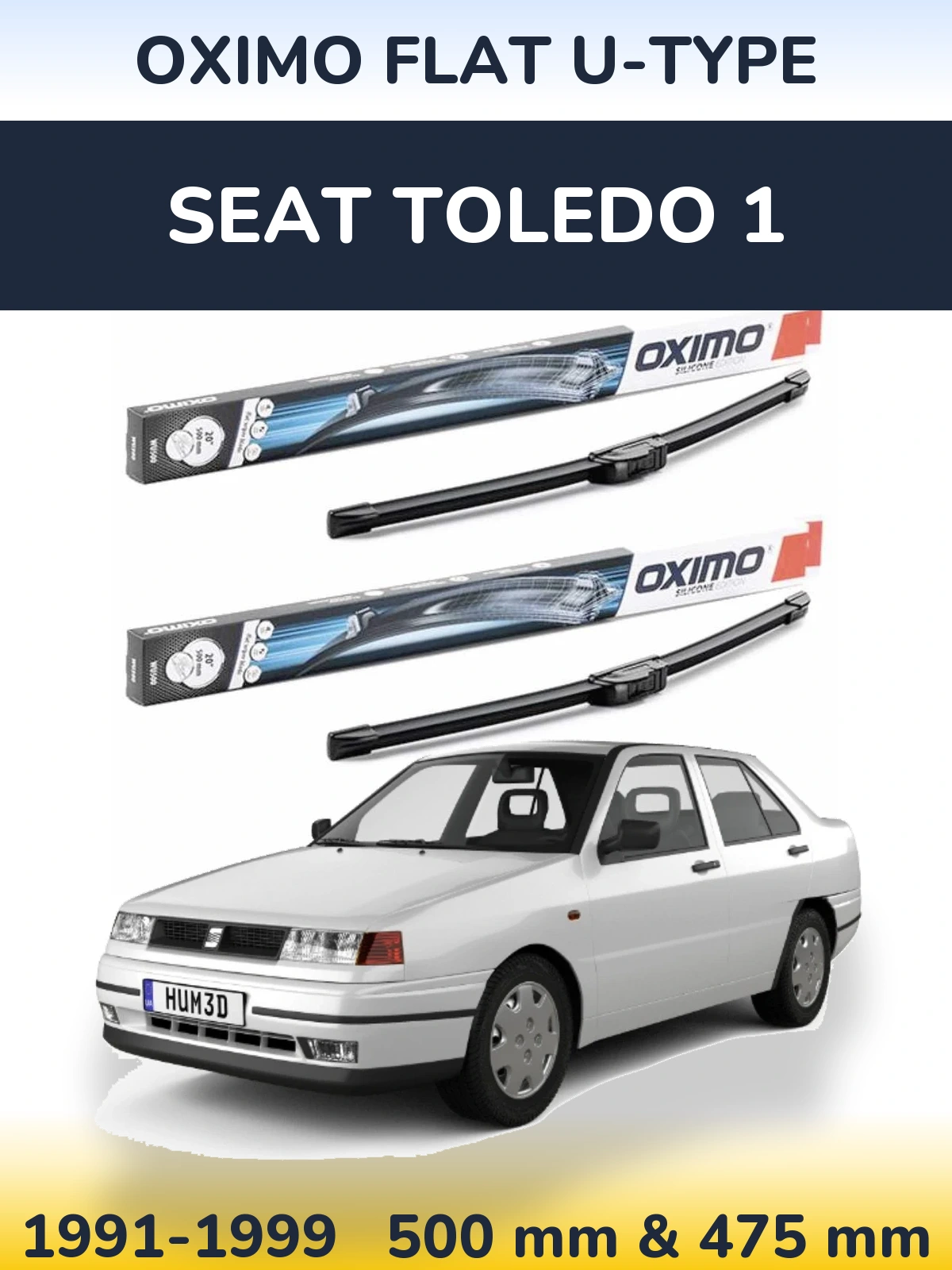 Комплект передніх щіток Oximo Flat U-type 500 & 475 мм для SEAT Toledo 1 1991-1999
