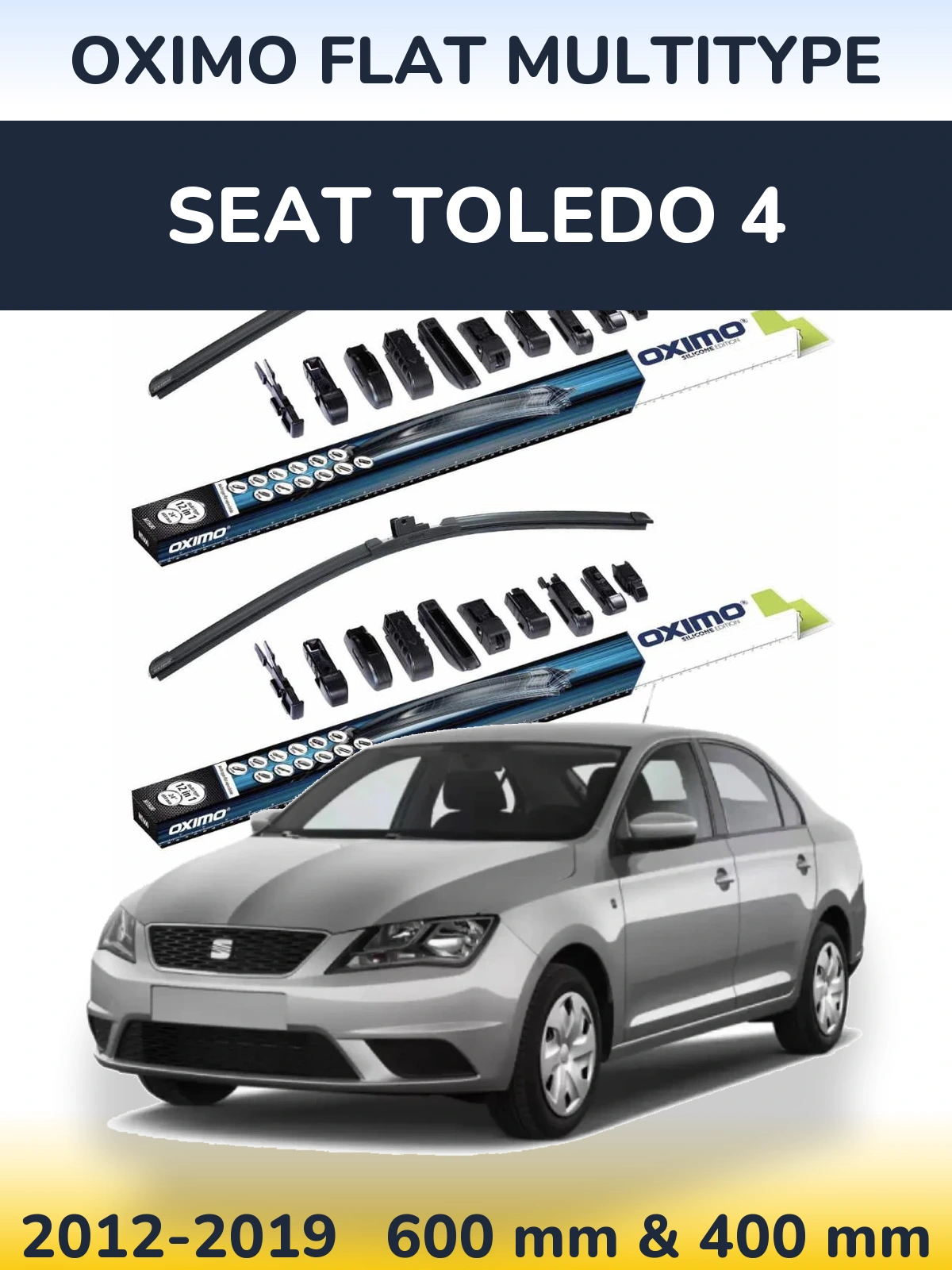 Комплект передних дворников Oximo Flat MultiТипe 600 & 400 мм для SEAT Toledo 4 2012-2019