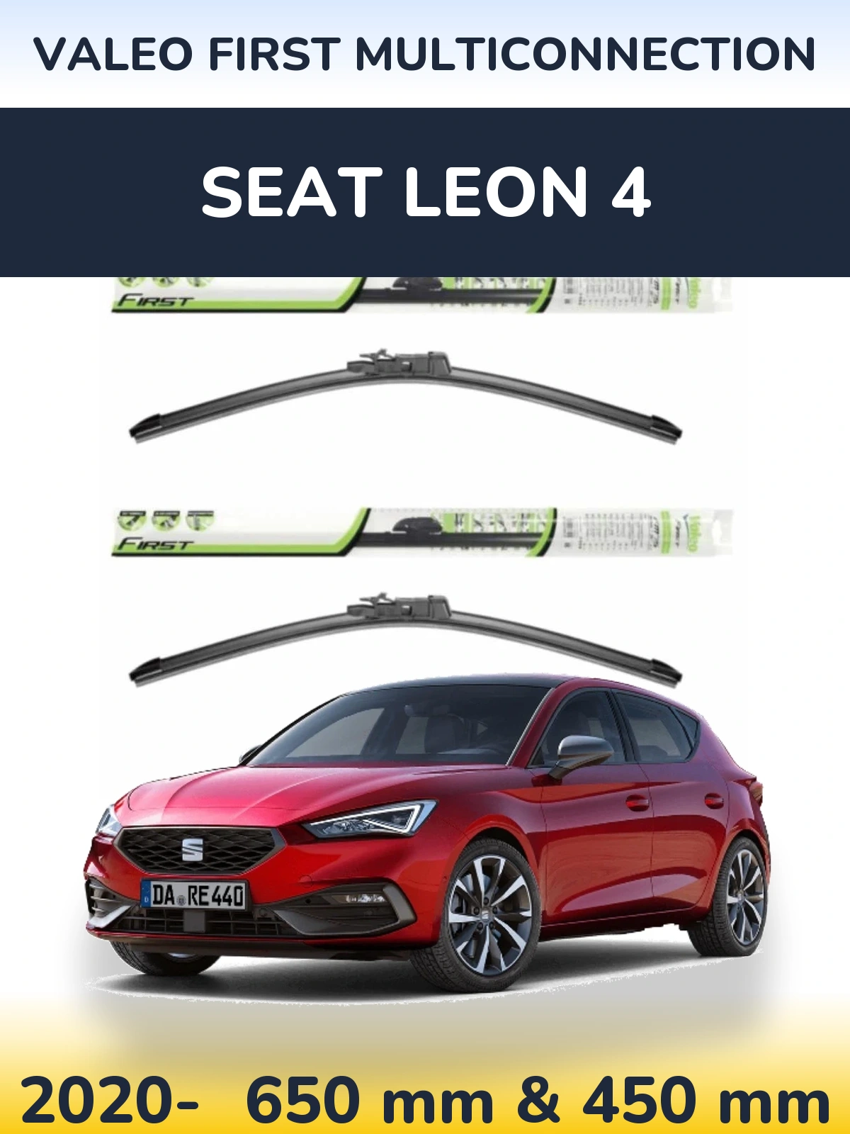 Комплект передних дворников Valeo First MultiConnection 650 & 450 мм для SEAT Leon 4 2020-2026