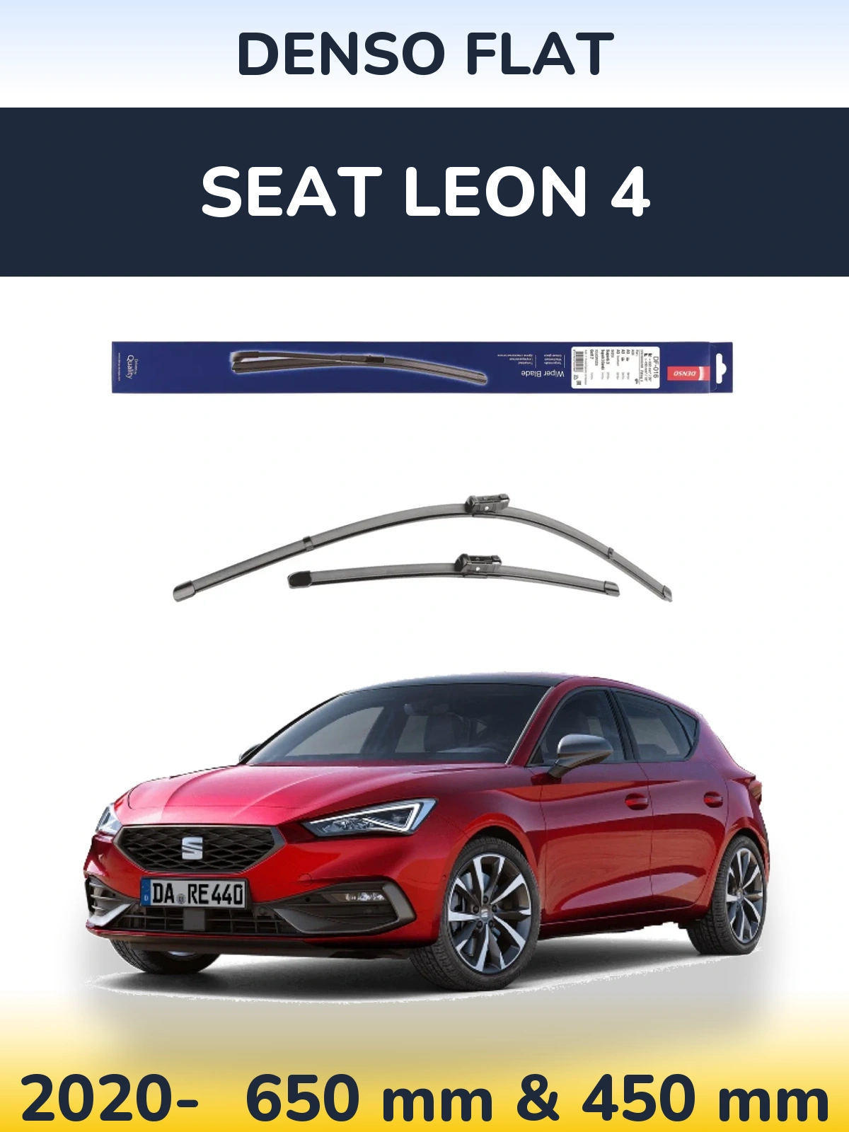 Комплект передних дворников Denso Flat 650 & 450 мм для SEAT Leon 4 2020-2026
