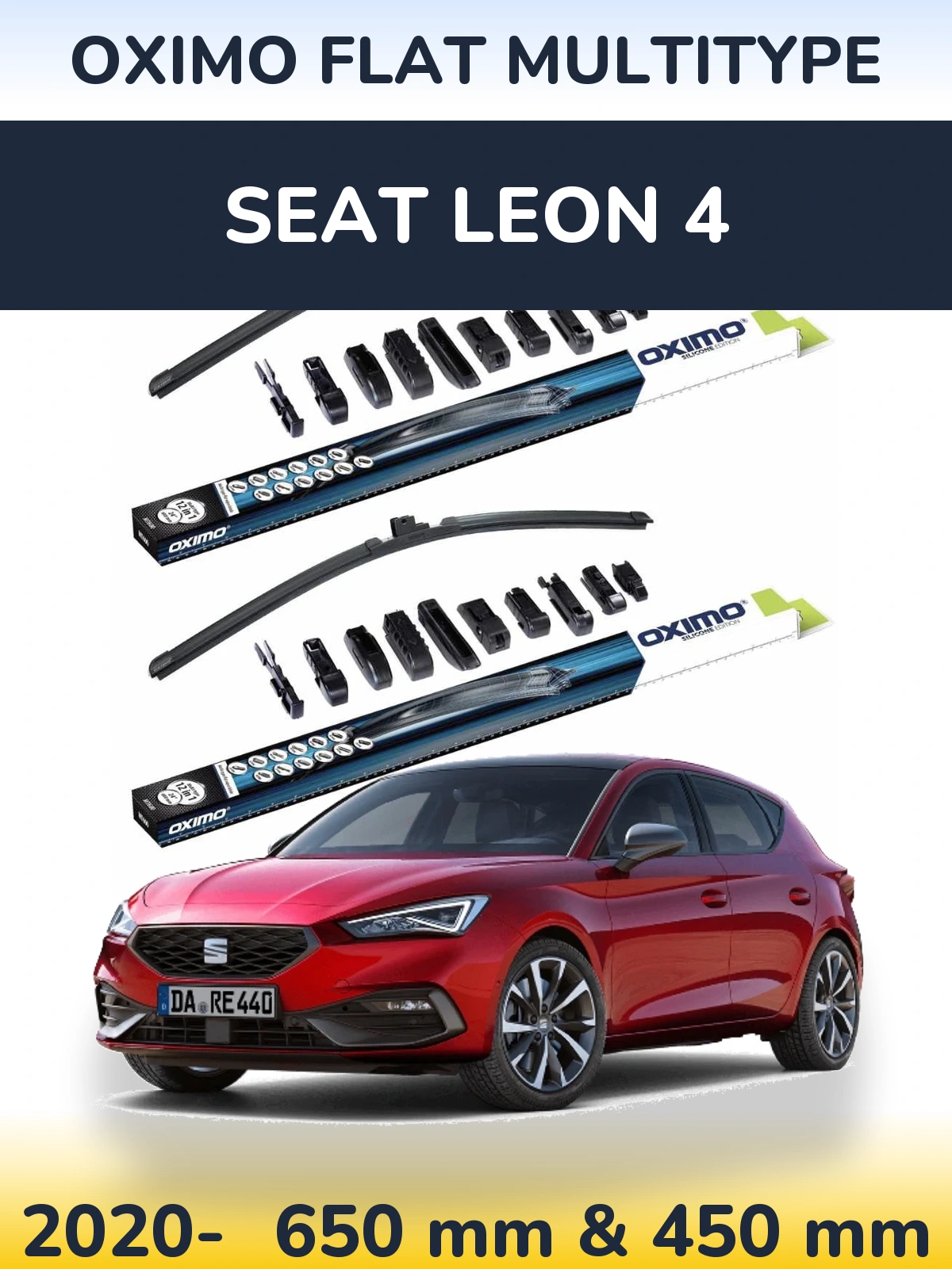Front wiper blade set Oximo Flat MultiTypee 650 & 450 мм for SEAT Leon 4 2020-2026