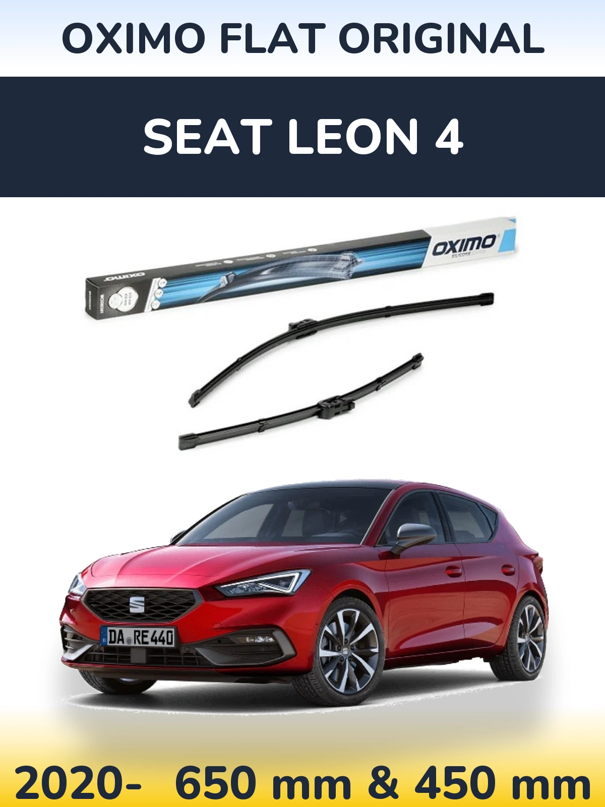 Front wiper blade set Oximo Flat Original 650 & 450 мм for SEAT Leon 4 2020-2026
