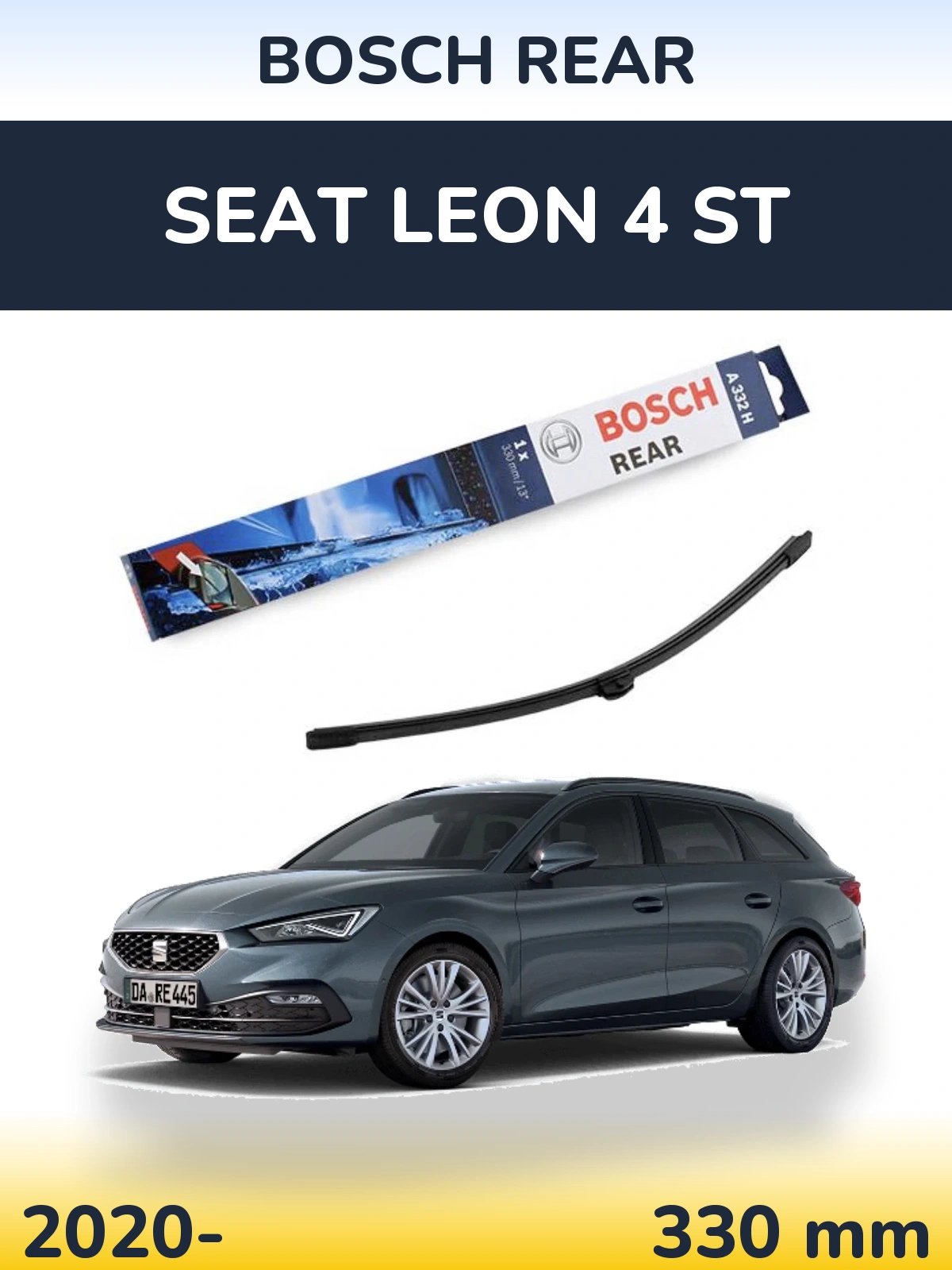 Rear wiper blade BOSCH Rear 330 мм for SEAT Leon 4 ST 2020-2026