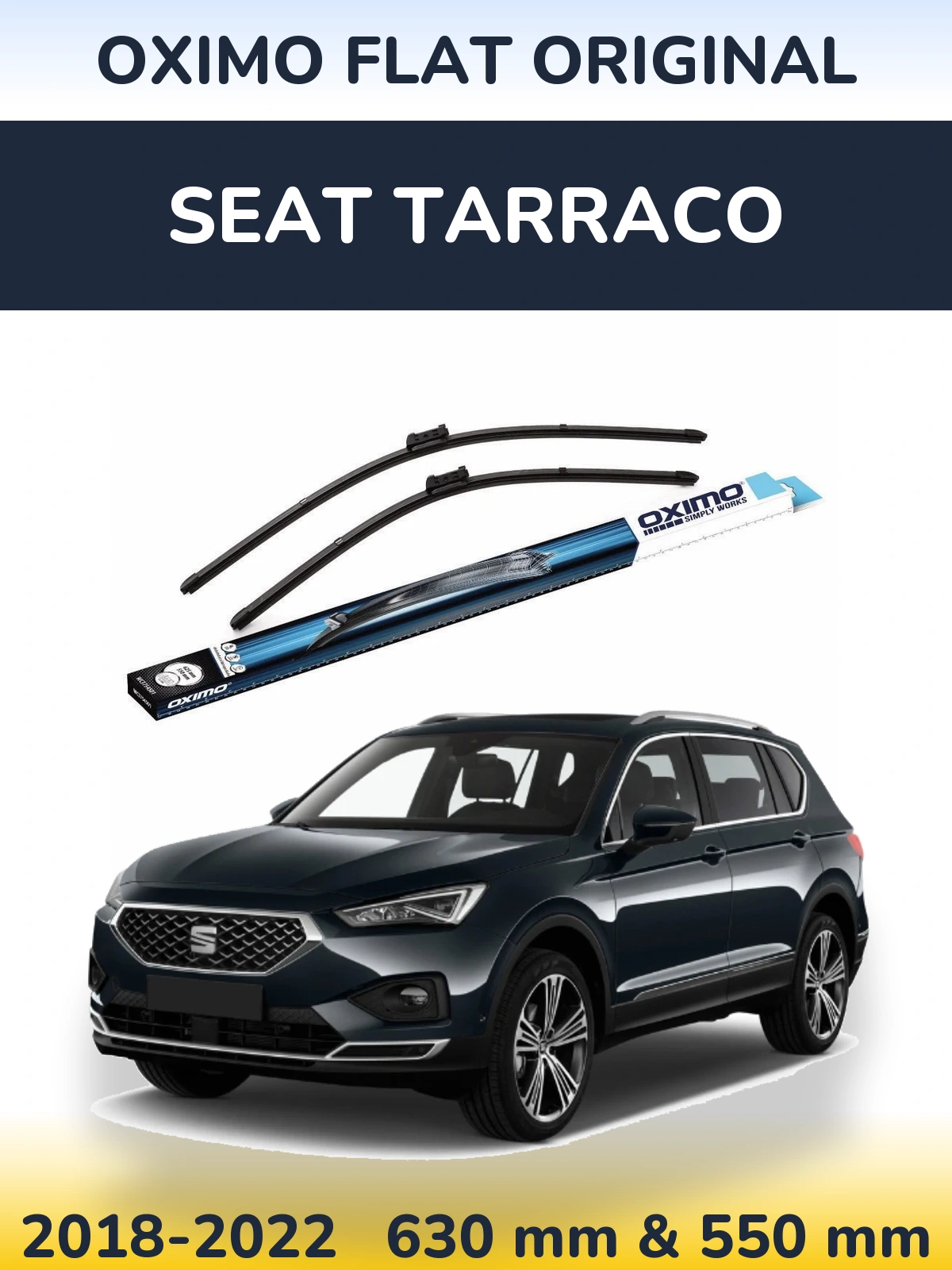 Front wiper blade set Oximo Flat Original 630 & 550 mm for SEAT Tarraco 2018-2022