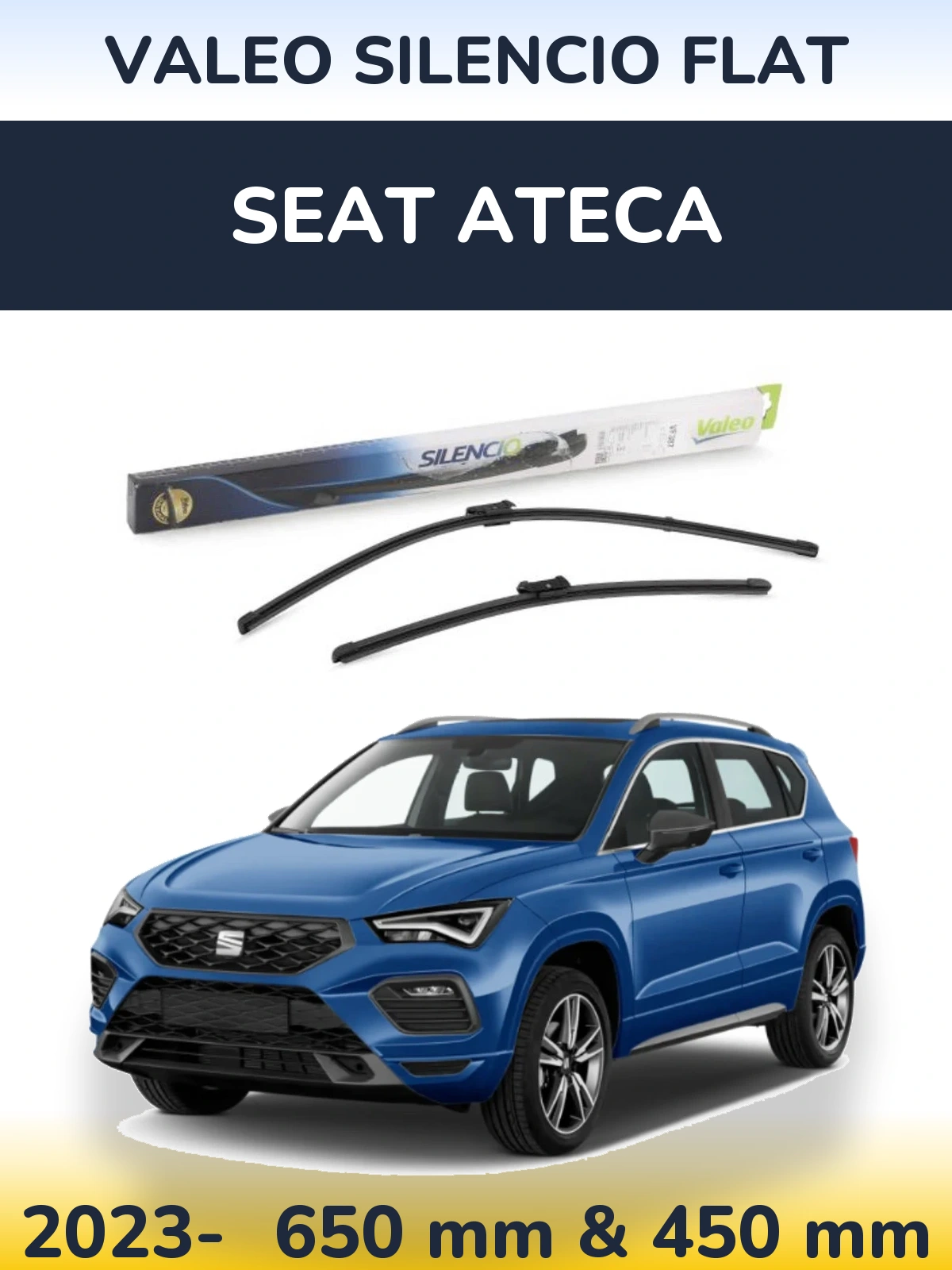 Комплект передних дворников Valeo Silencio Flat 650 & 450 мм для SEAT Ateca 2023-2026