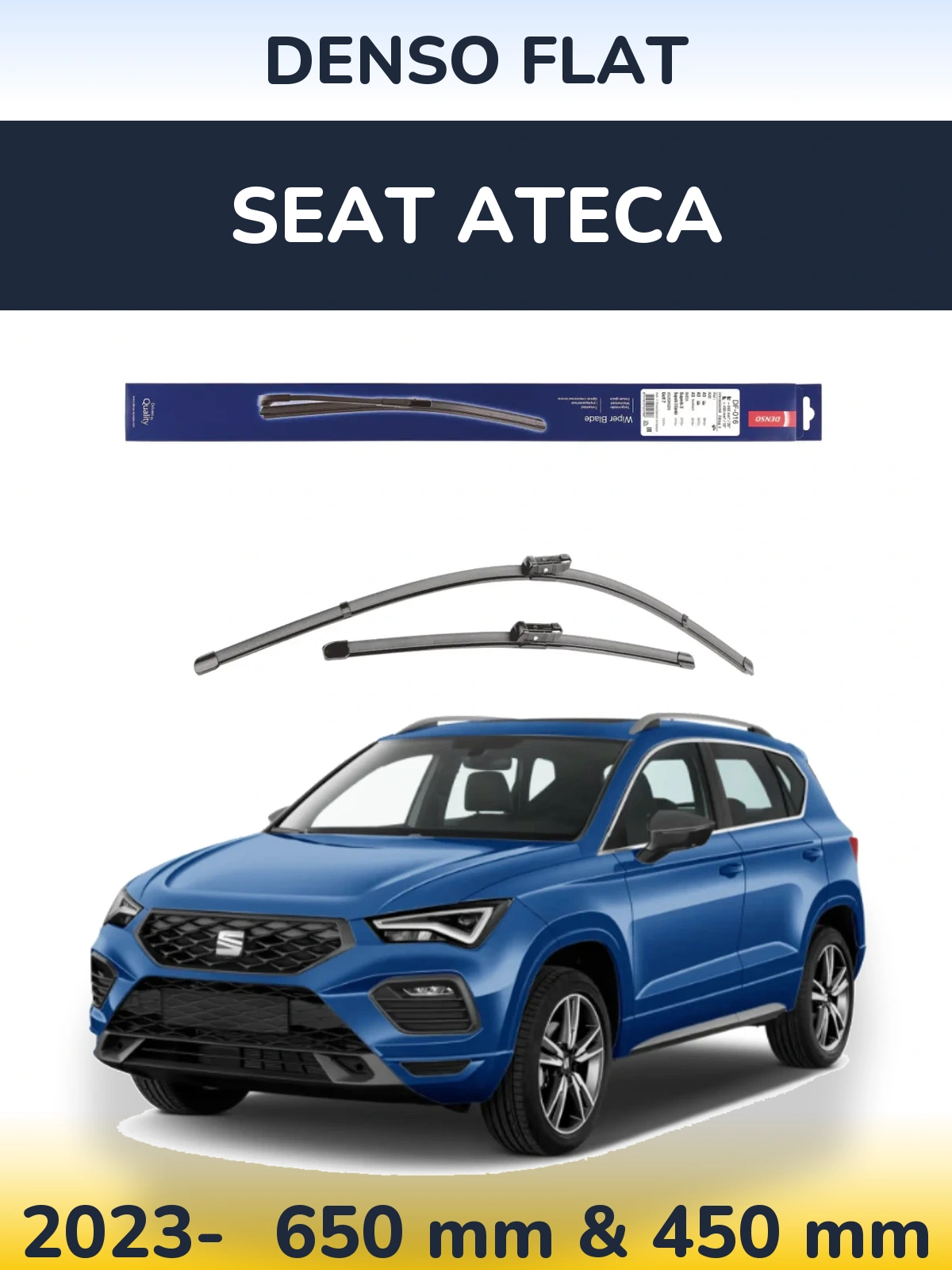 Komplet przednich wycieraczek Denso Flat 650 & 450 mm do SEAT Ateca 2023-2026