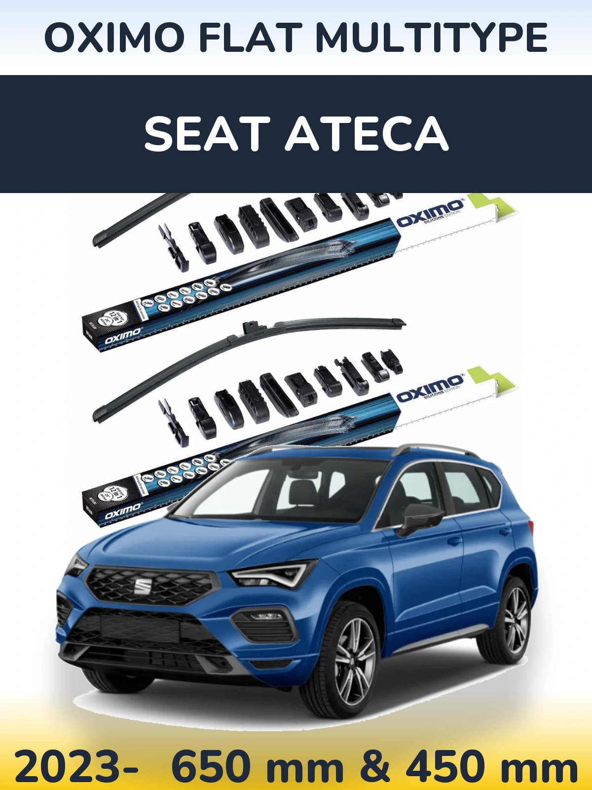 Front wiper blade set Oximo Flat MultiTypee 650 & 450 мм for SEAT Ateca 2023-2026
