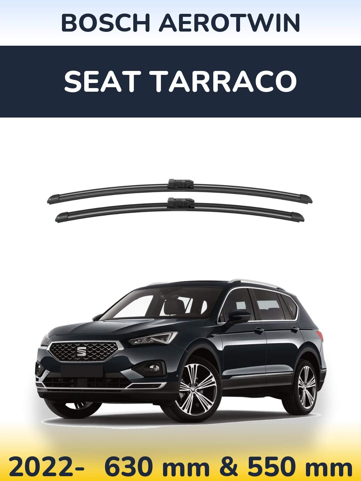 Komplet przednich wycieraczek BOSCH AeroTwin 625 & 550 mm do SEAT Tarraco 2022-2026