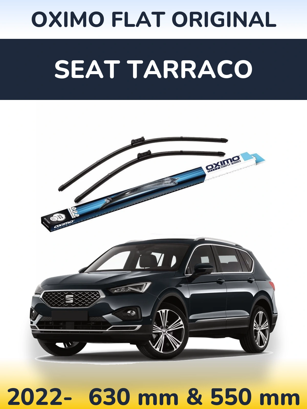 Front wiper blade set Oximo Flat Original 630 & 550 мм for SEAT Tarraco 2022-2026