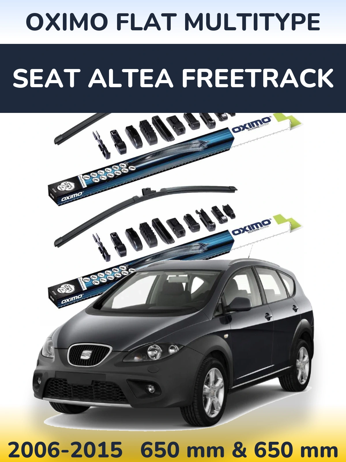 Front wiper blade set Oximo Flat MultiTypee 650 & 650 мм for SEAT Altea Freetrack 2006-2015