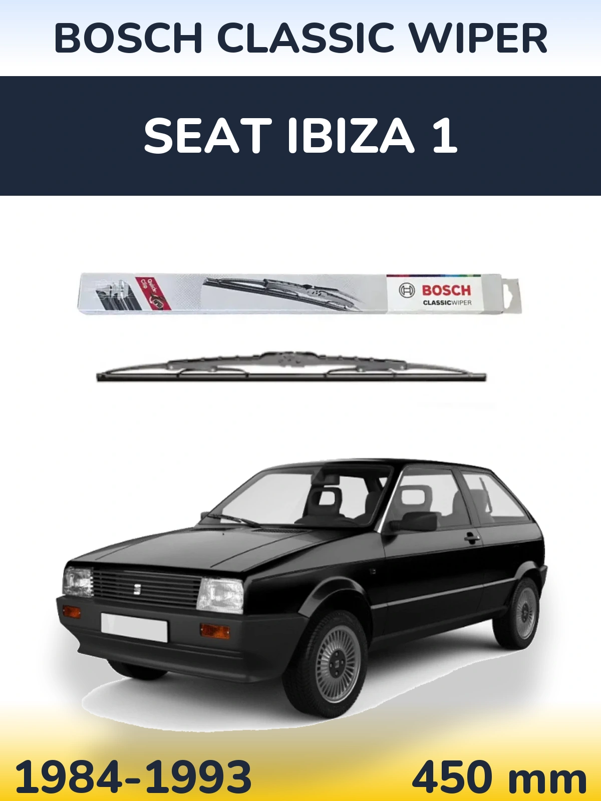 Front wiper blade BOSCH Classic Wiper 450 мм for SEAT Ibiza 1 1984-1993