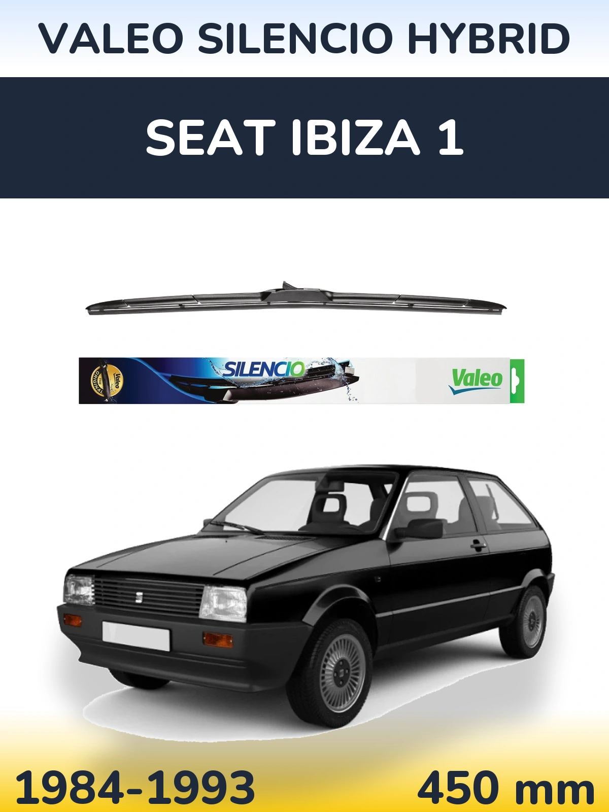 Przednia wycieraczka Valeo Silencio Hybrid 450 mm do SEAT Ibiza 1 1984-1993