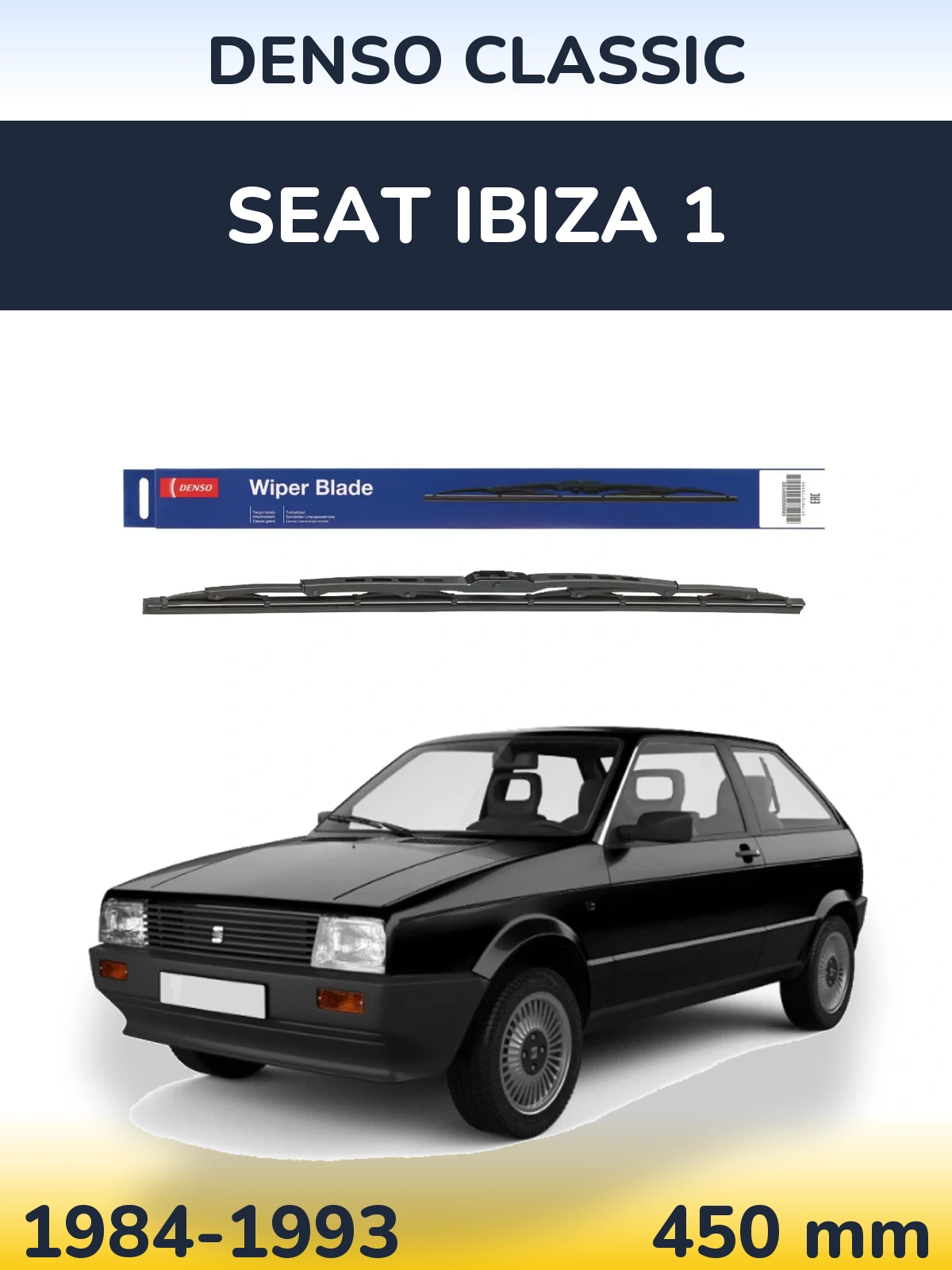 Front wiper blade Denso Classic 450 mm for SEAT Ibiza 1 1984-1993