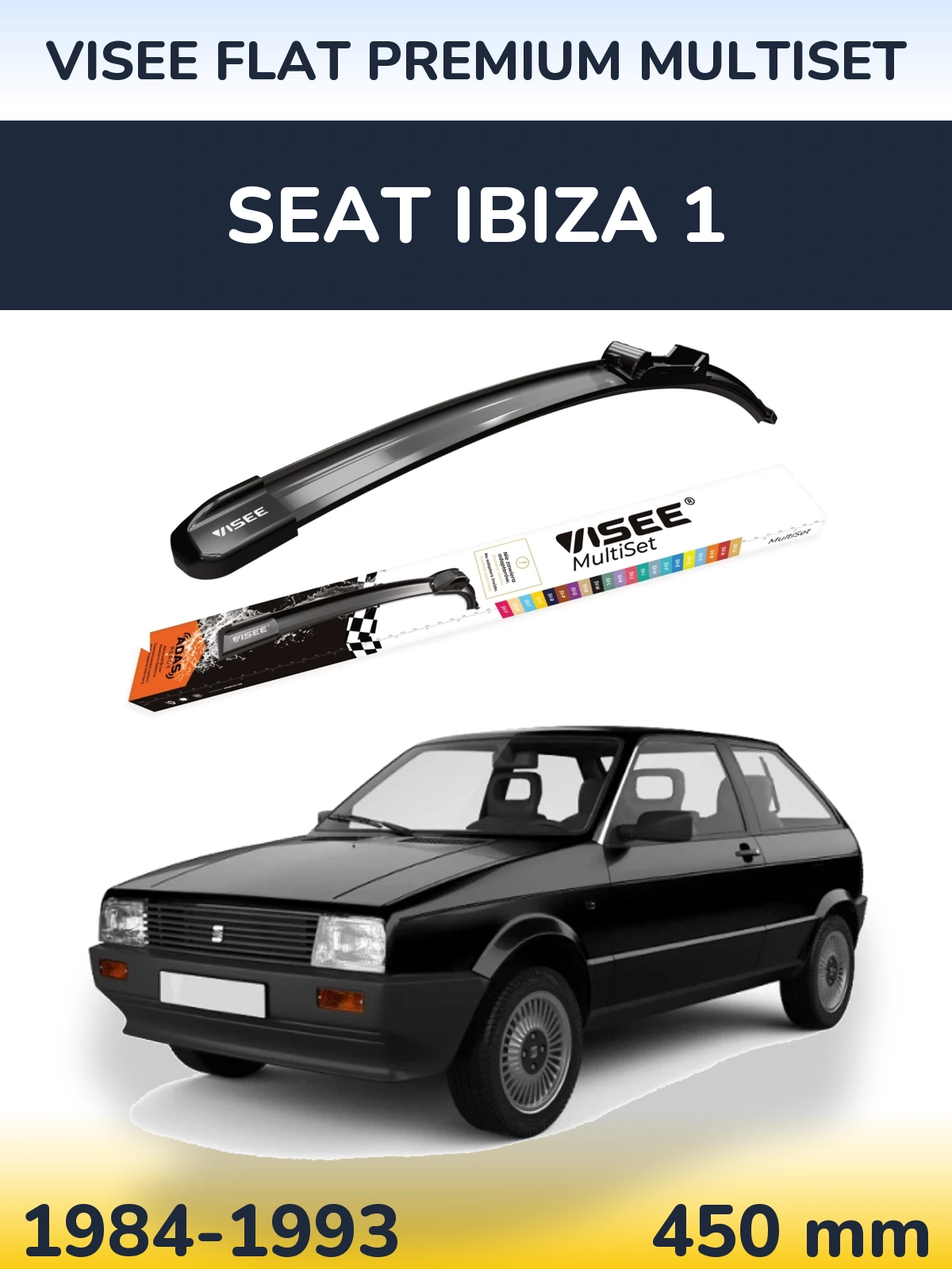 Передня щітка VISEE FLAT PREMIUM MultiSet 450 мм для SEAT Ibiza 1 1984-1993