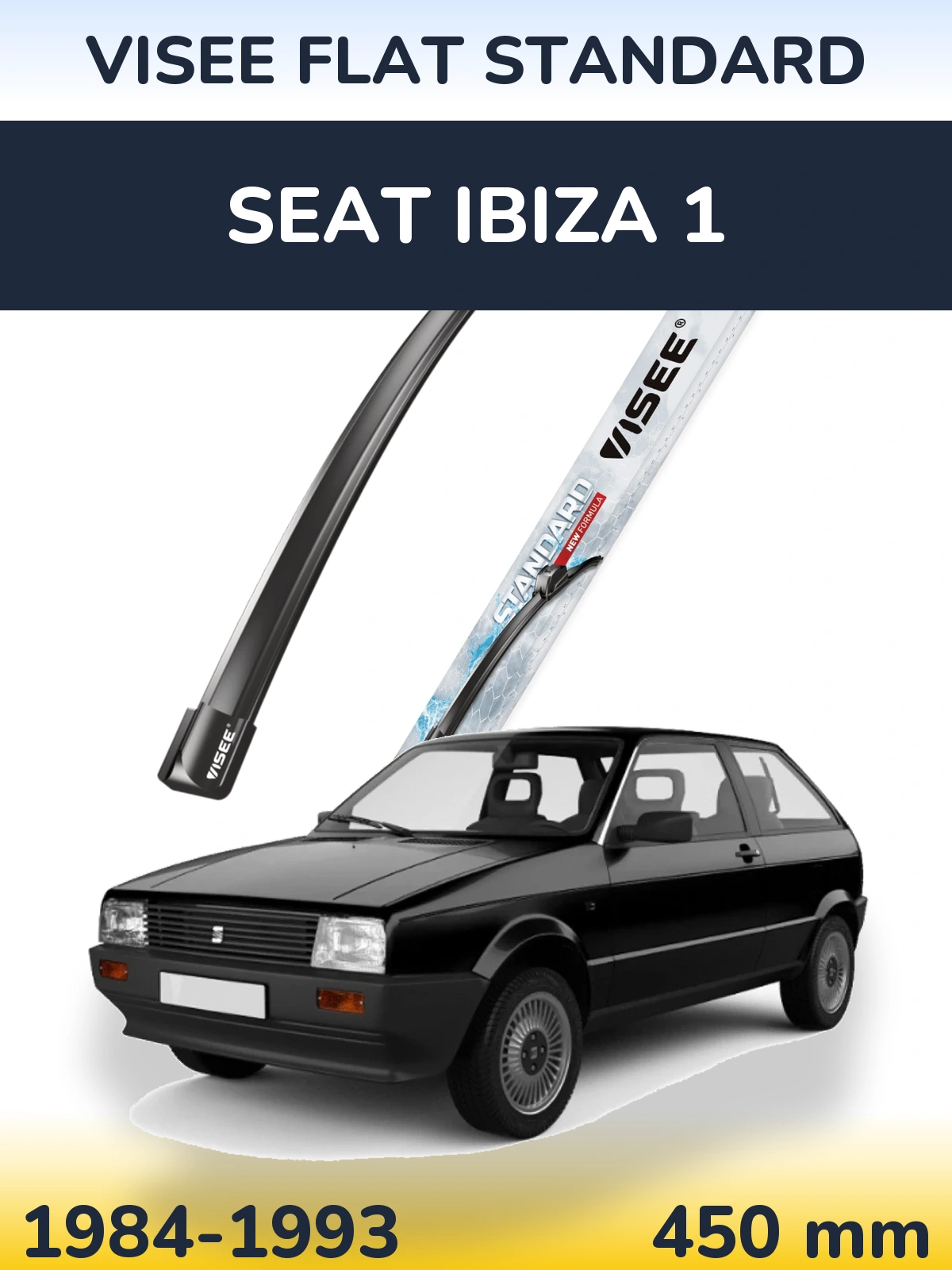 Front wiper blade VISEE FLAT STANDARD 450 mm for SEAT Ibiza 1 1984-1993