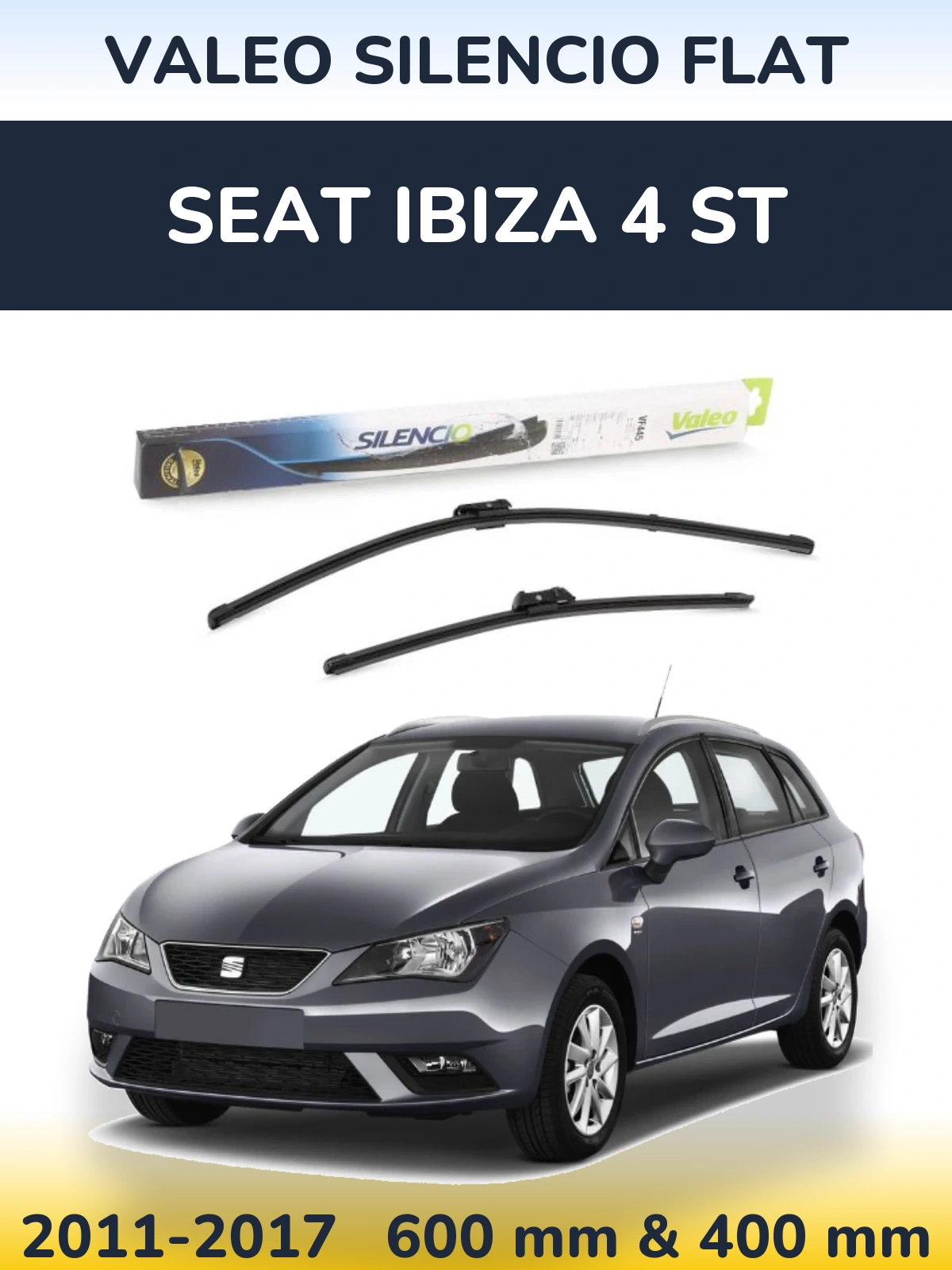 Комплект передних дворников Valeo Silencio Flat 600 & 400 мм для SEAT Ibiza 4 ST 2011-2017